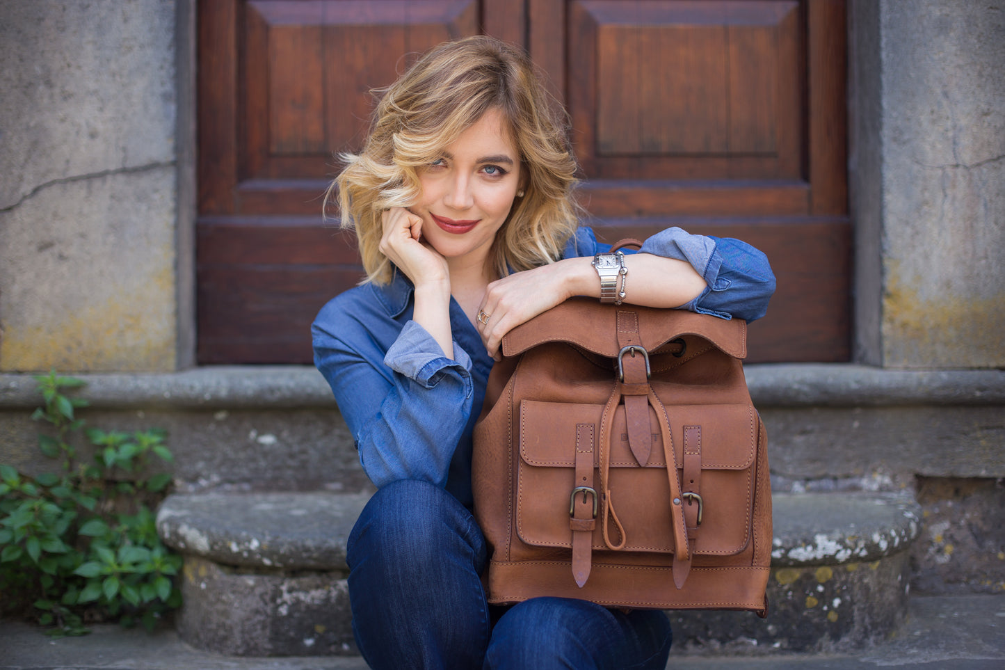 Zaino in pelle marrone Heritage Mod 103