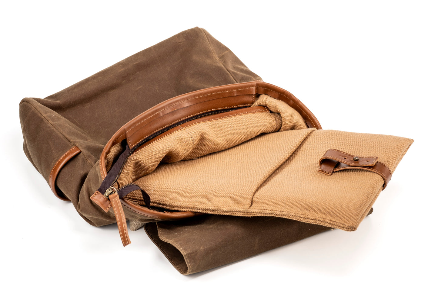 Zaino in pelle in cotone cerato Made In Usa Marrone