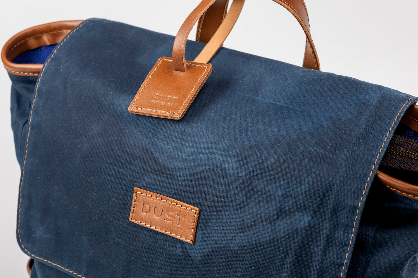 Zaino in pelle in cotone cerato Made In Usa Blu