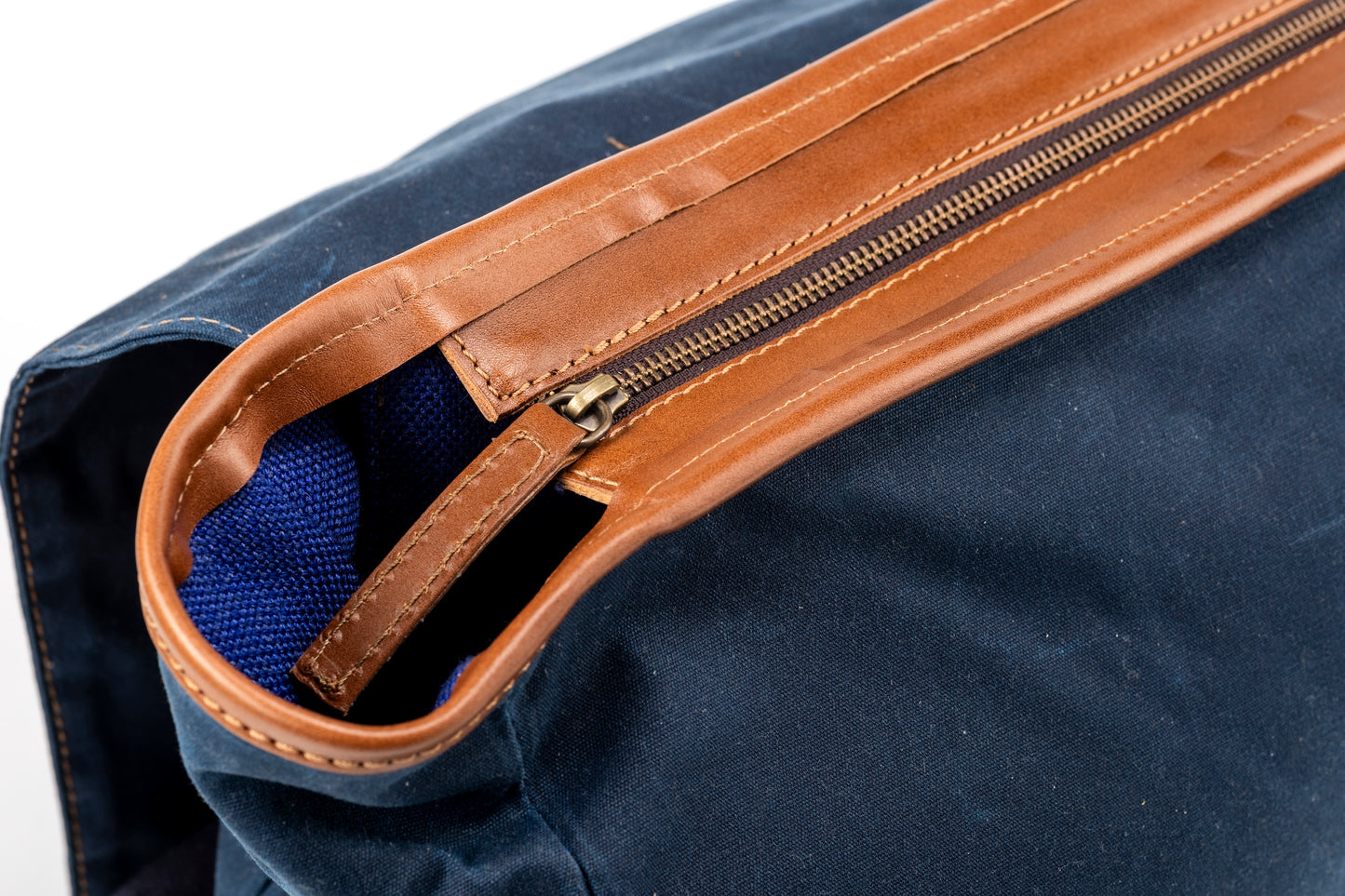 Zaino in pelle in cotone cerato Made In Usa Blu