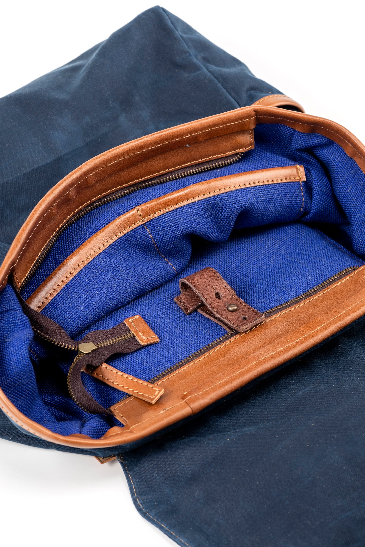 Zaino in pelle in cotone cerato Made In Usa Blu