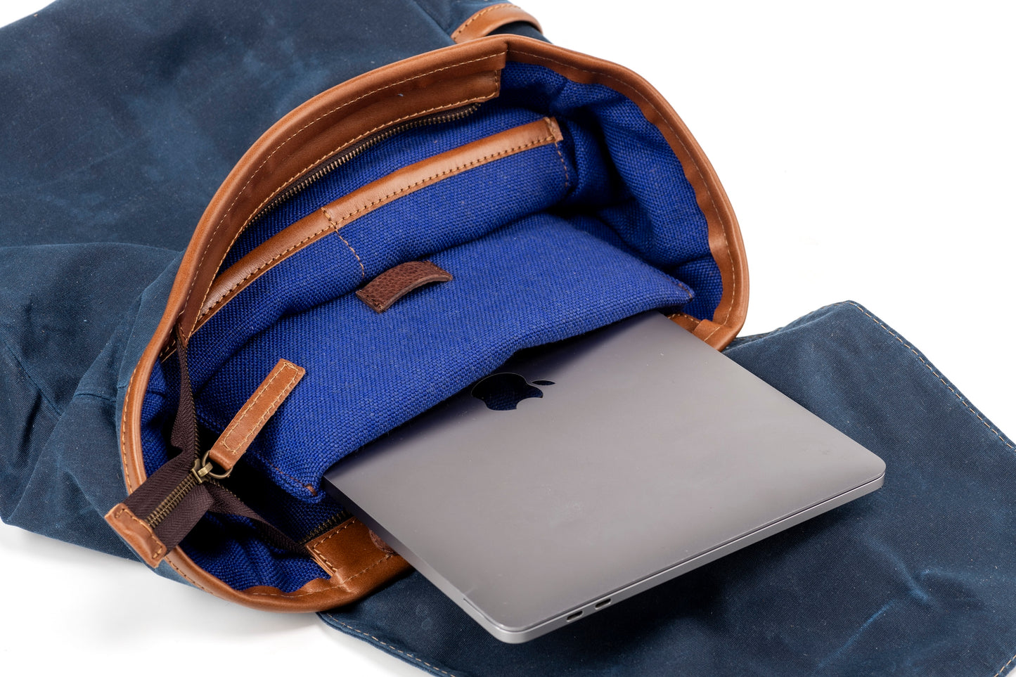 Zaino in pelle in cotone cerato Made In Usa Blu