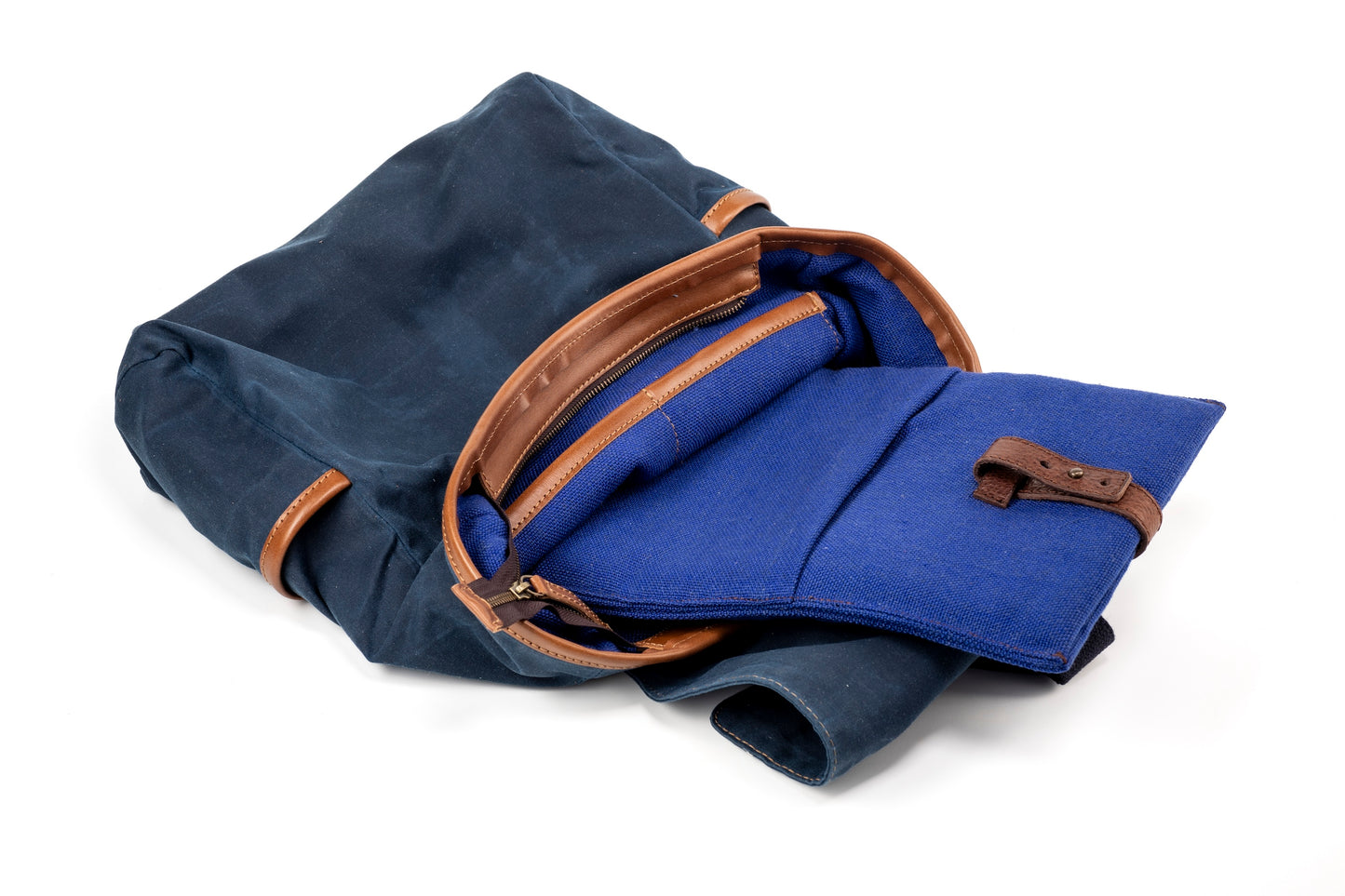 Zaino in pelle in cotone cerato Made In Usa Blu