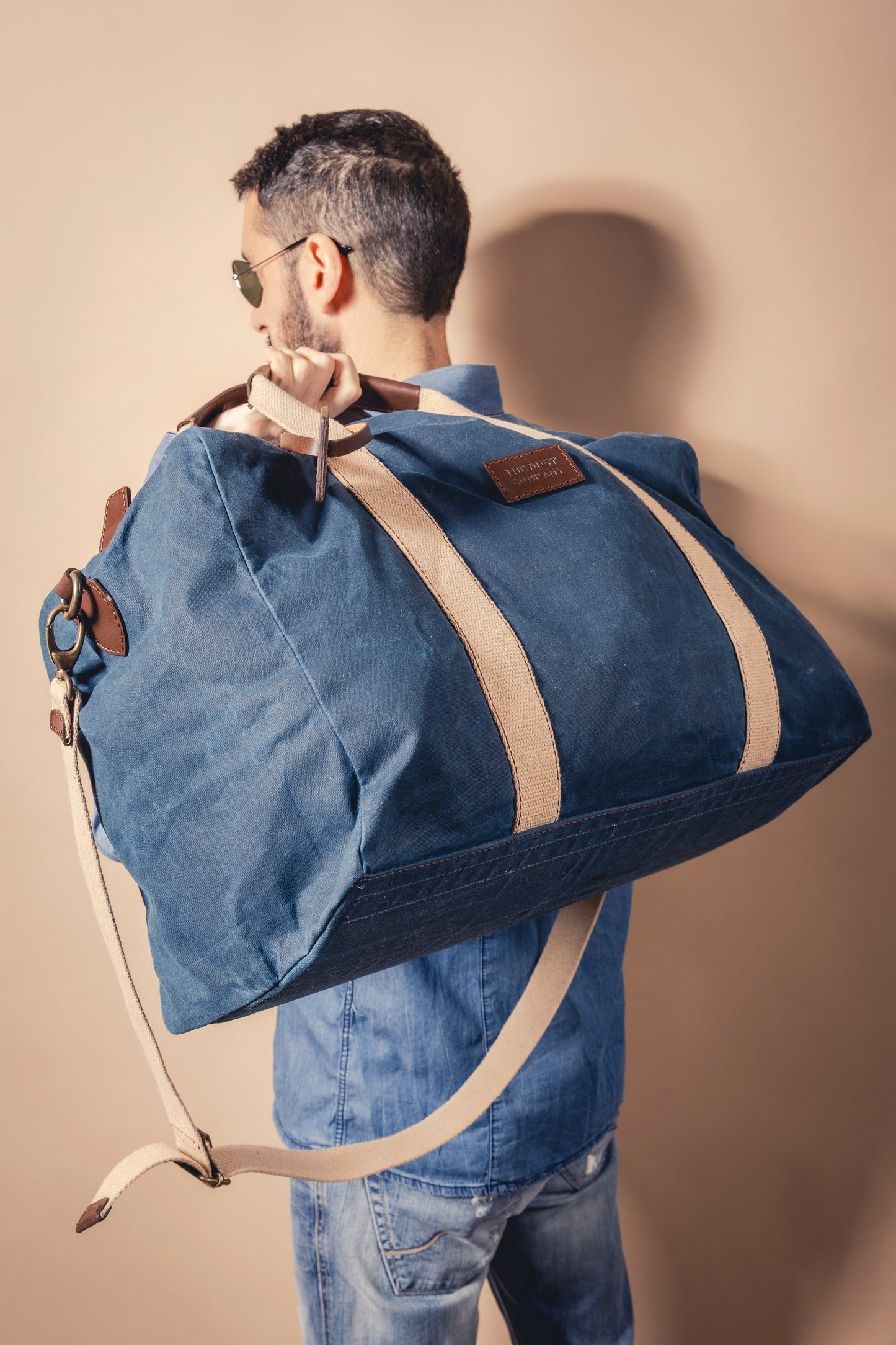 Duffle Bag In Waxed Cotton Made in USA Blue
