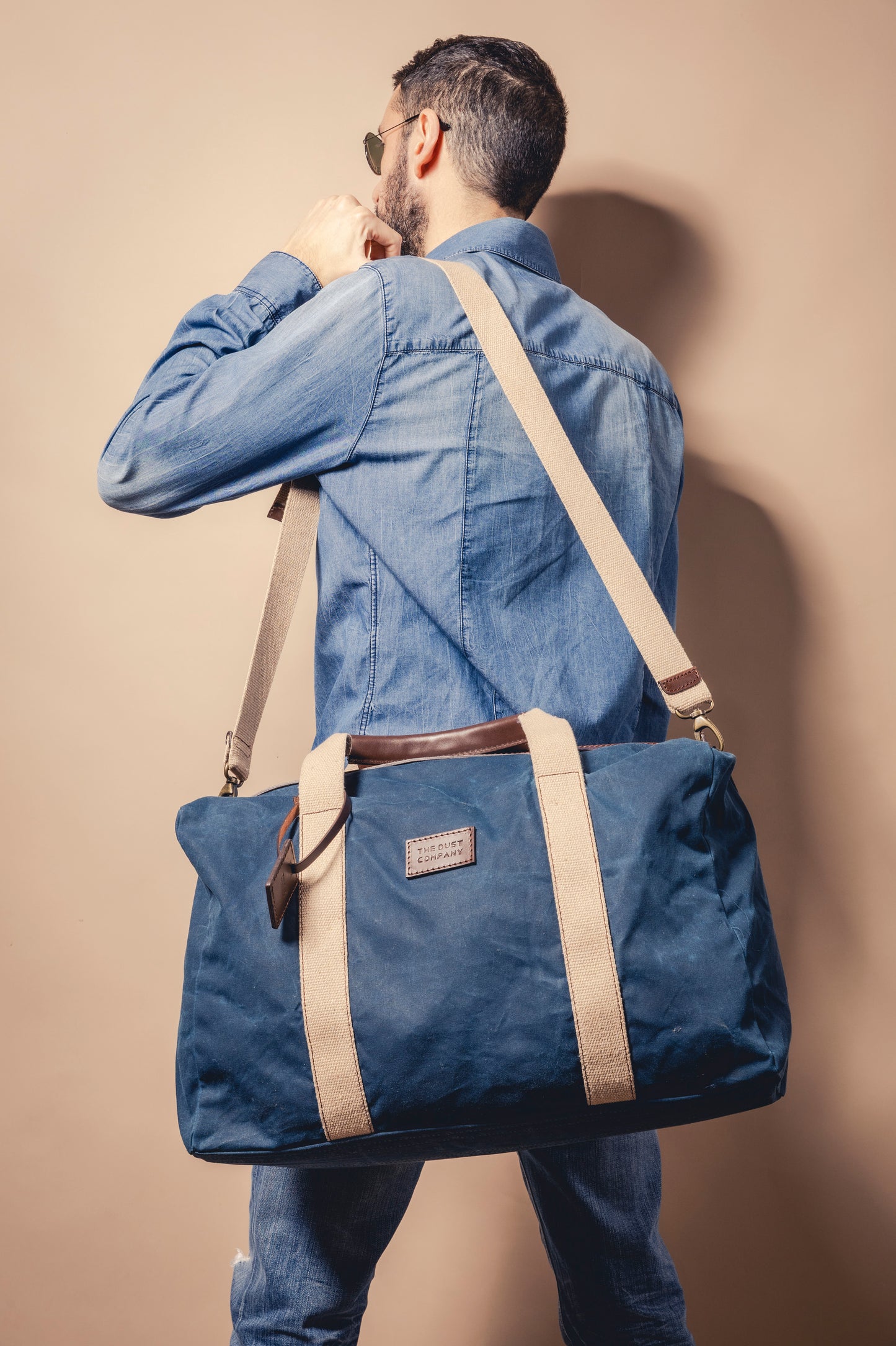 Duffle Bag In Waxed Cotton Made in USA Blue
