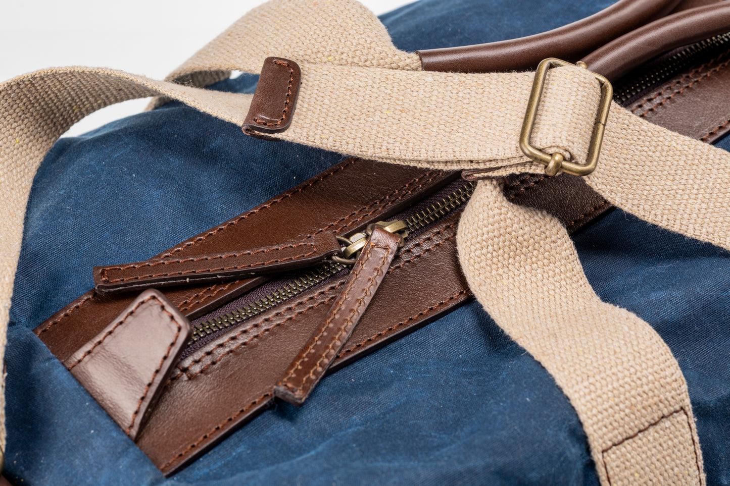 Duffle Bag In Waxed Cotton Made in USA Blue
