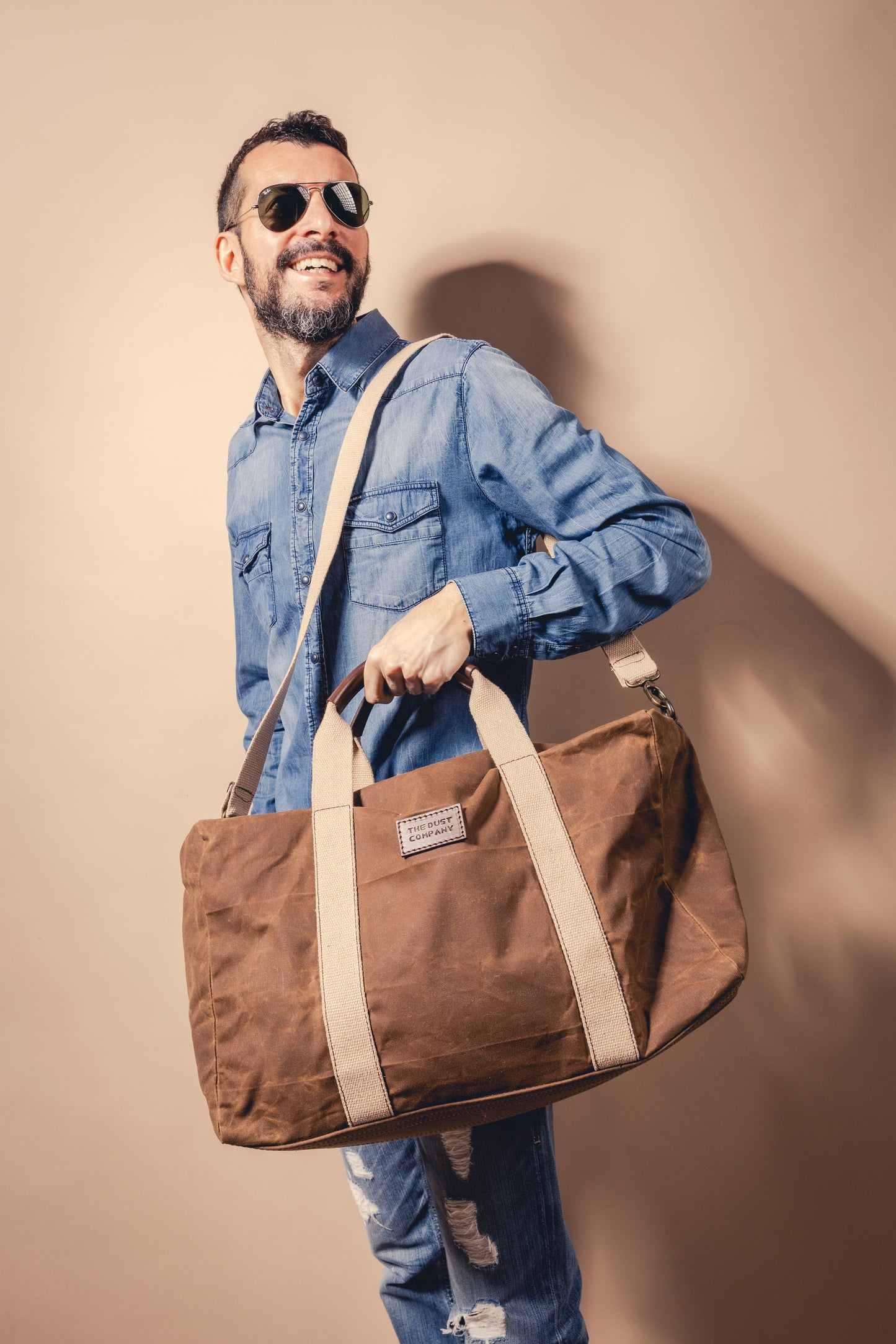 Duffle Bag In Waxed Cotton Made in USA Brown