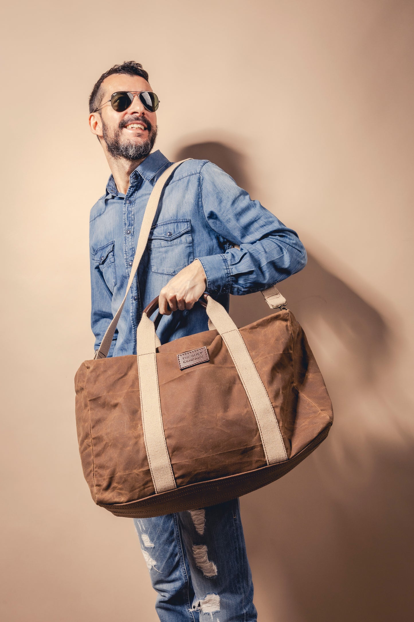 Duffle Bag In Waxed Cotton Made in USA Brown