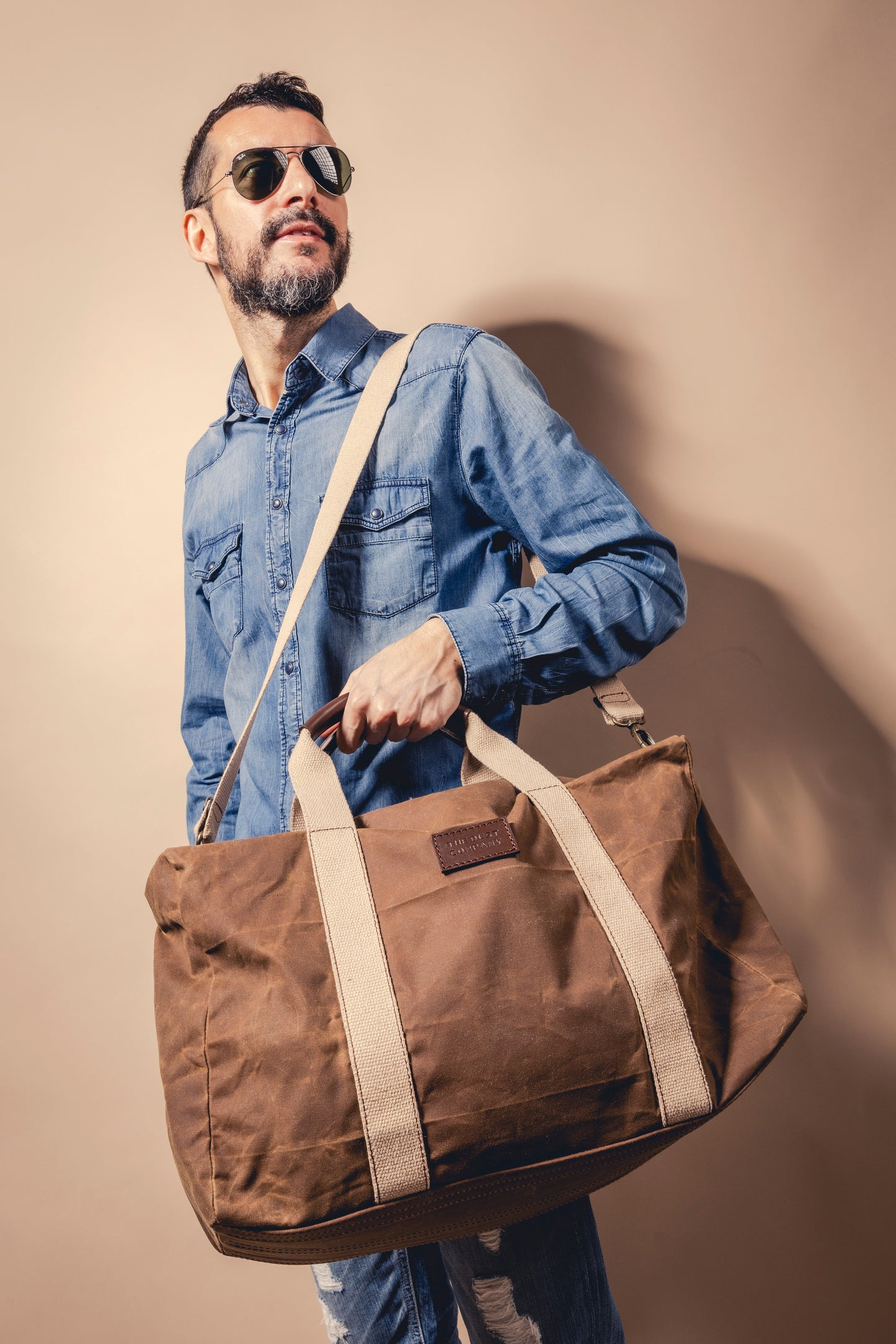 Duffle Bag In Waxed Cotton Made in USA Brown