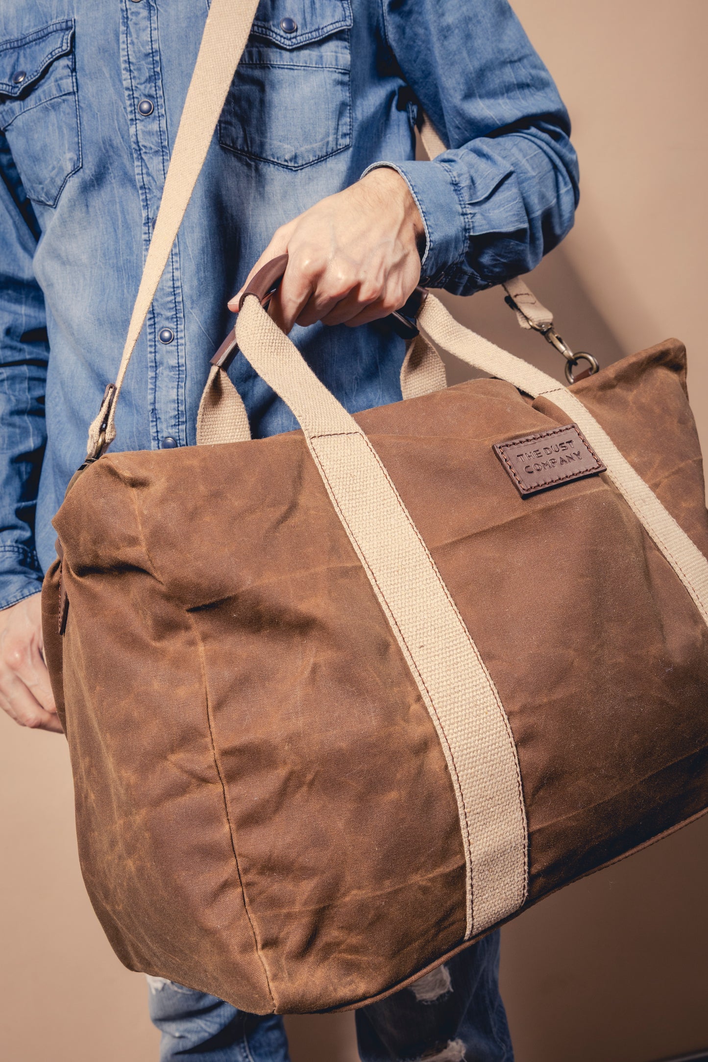 Duffle Bag In Waxed Cotton Made in USA Brown