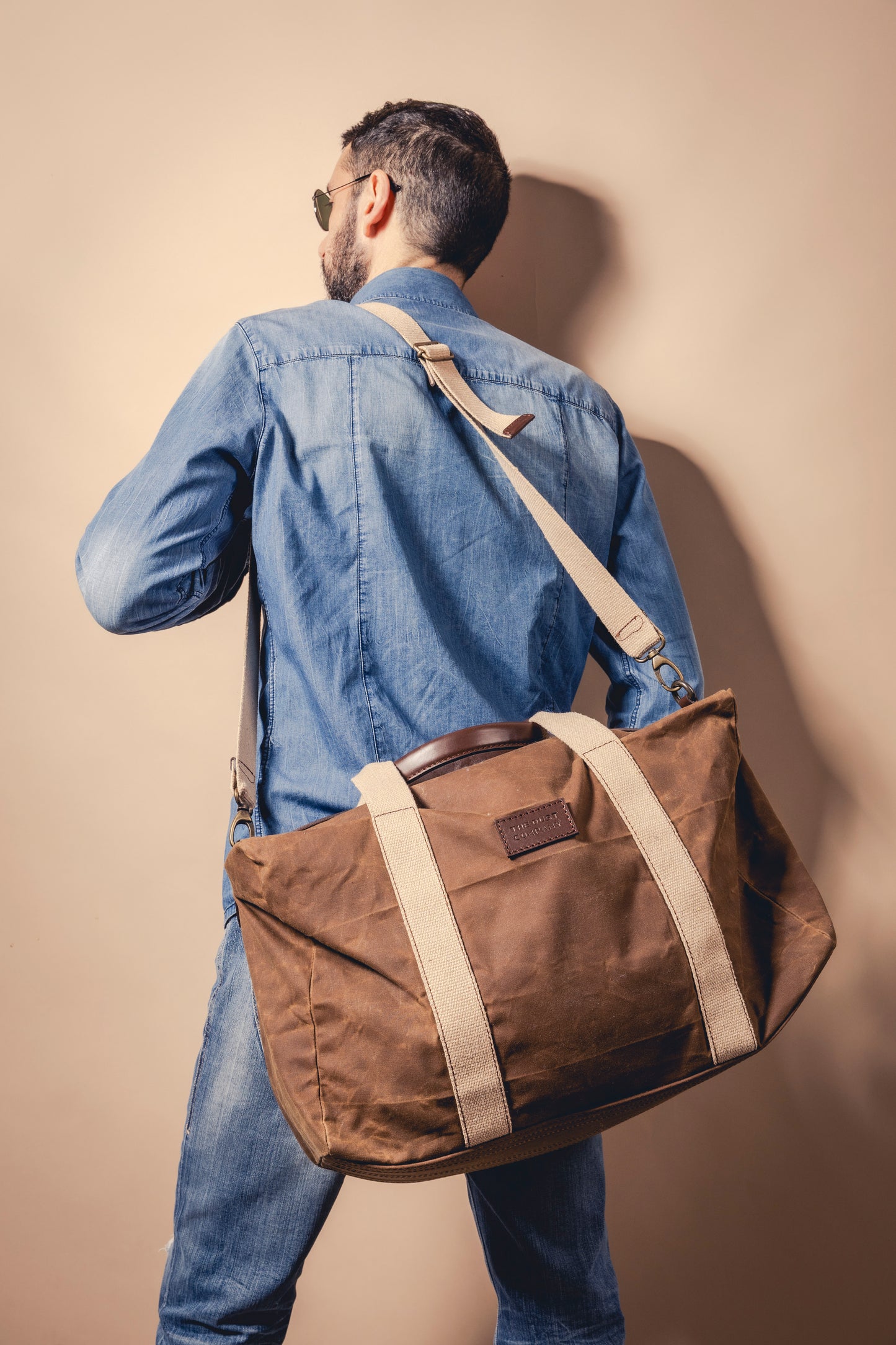 Duffle Bag In Waxed Cotton Made in USA Brown