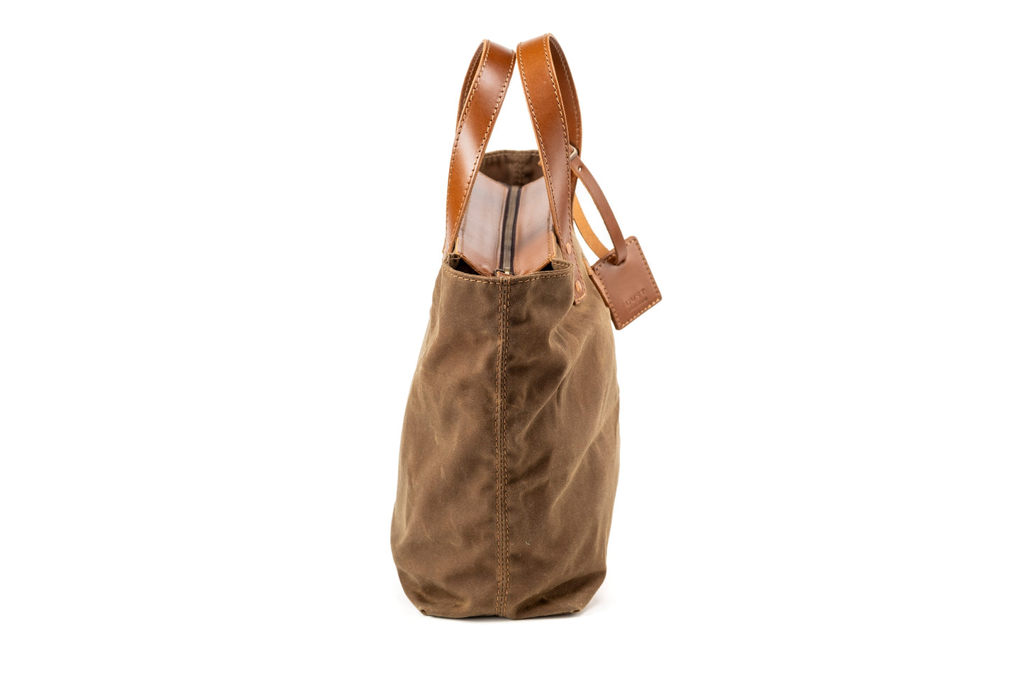 Borsa in pelle in cotone cerato realizzata negli Stati Uniti, marrone