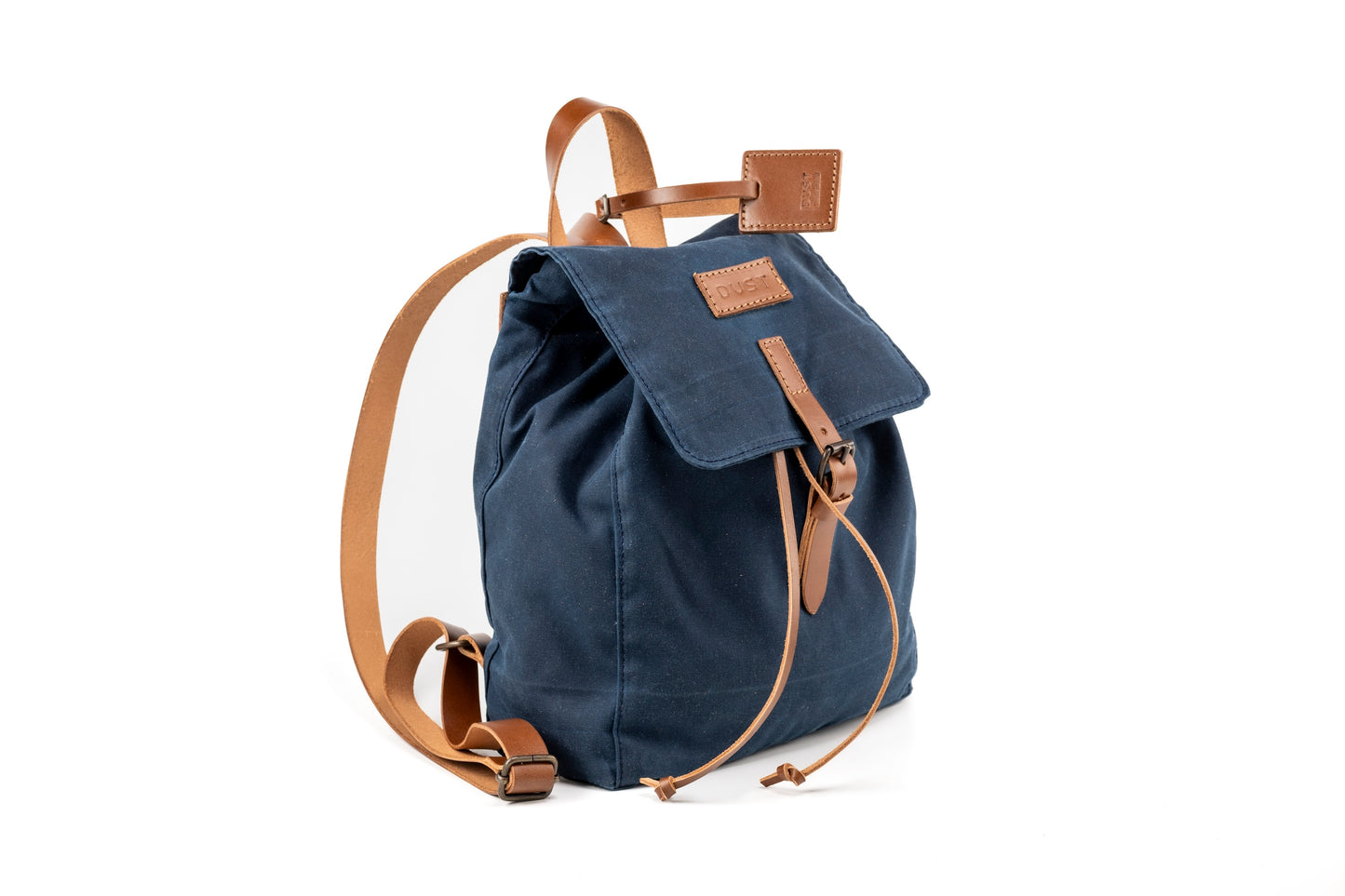 Zaino in pelle con cotone cerato Made In Usa Blu