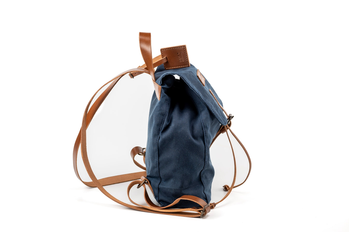 Zaino in pelle con cotone cerato Made In Usa Blu