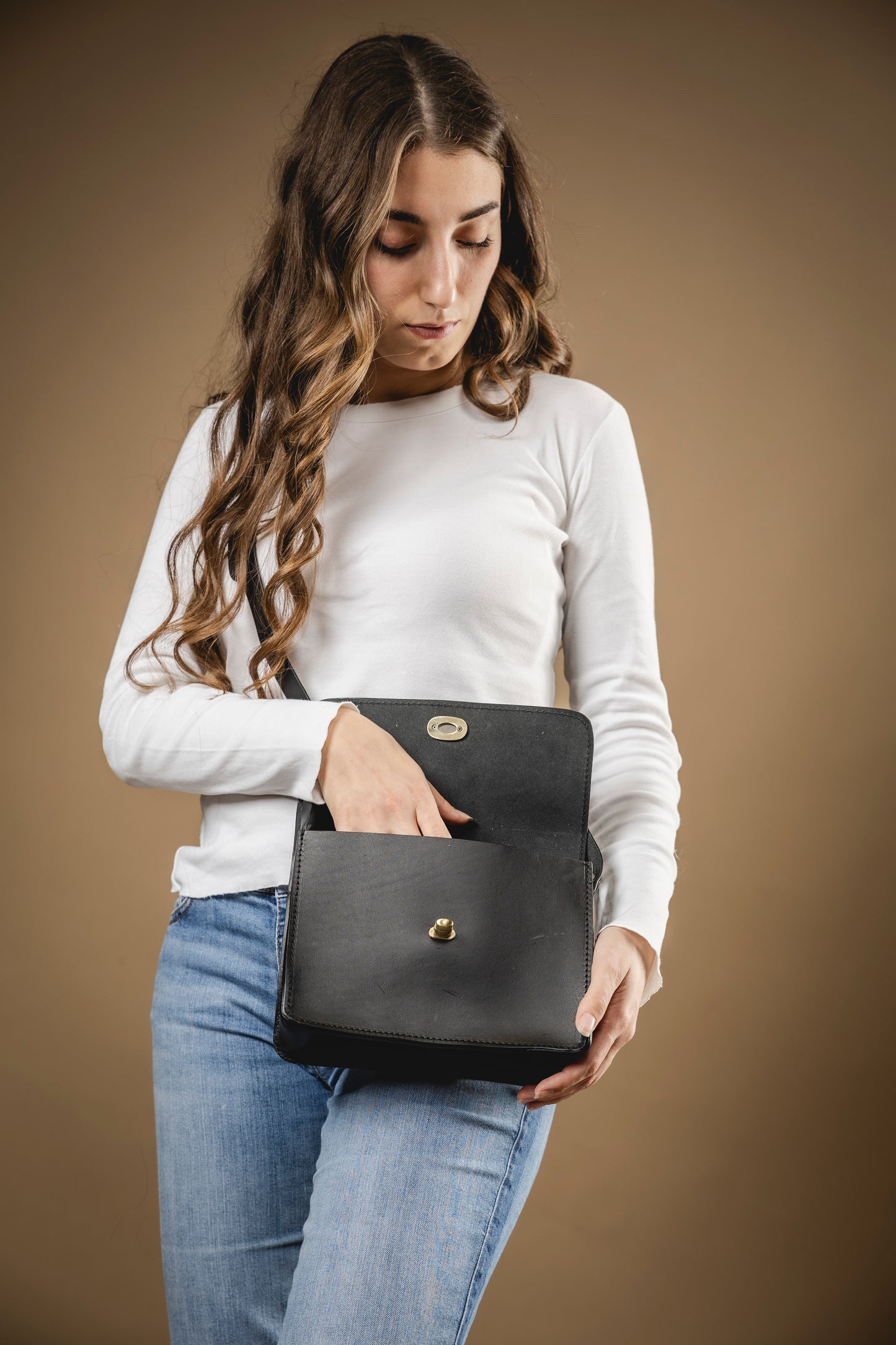 Leren Crossbody Zwart De Santa Fe Collectie
