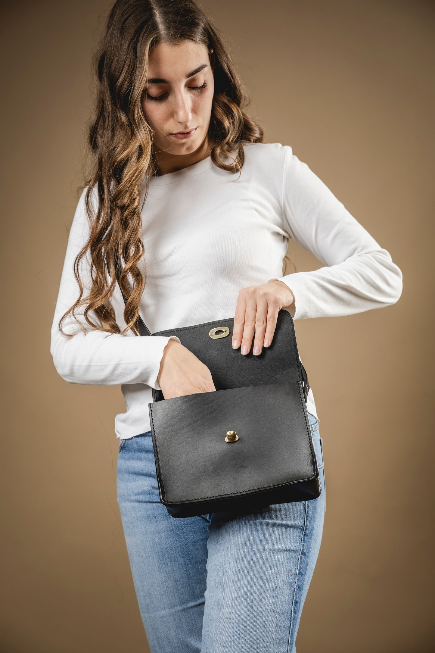 Leren Crossbody Zwart De Santa Fe Collectie