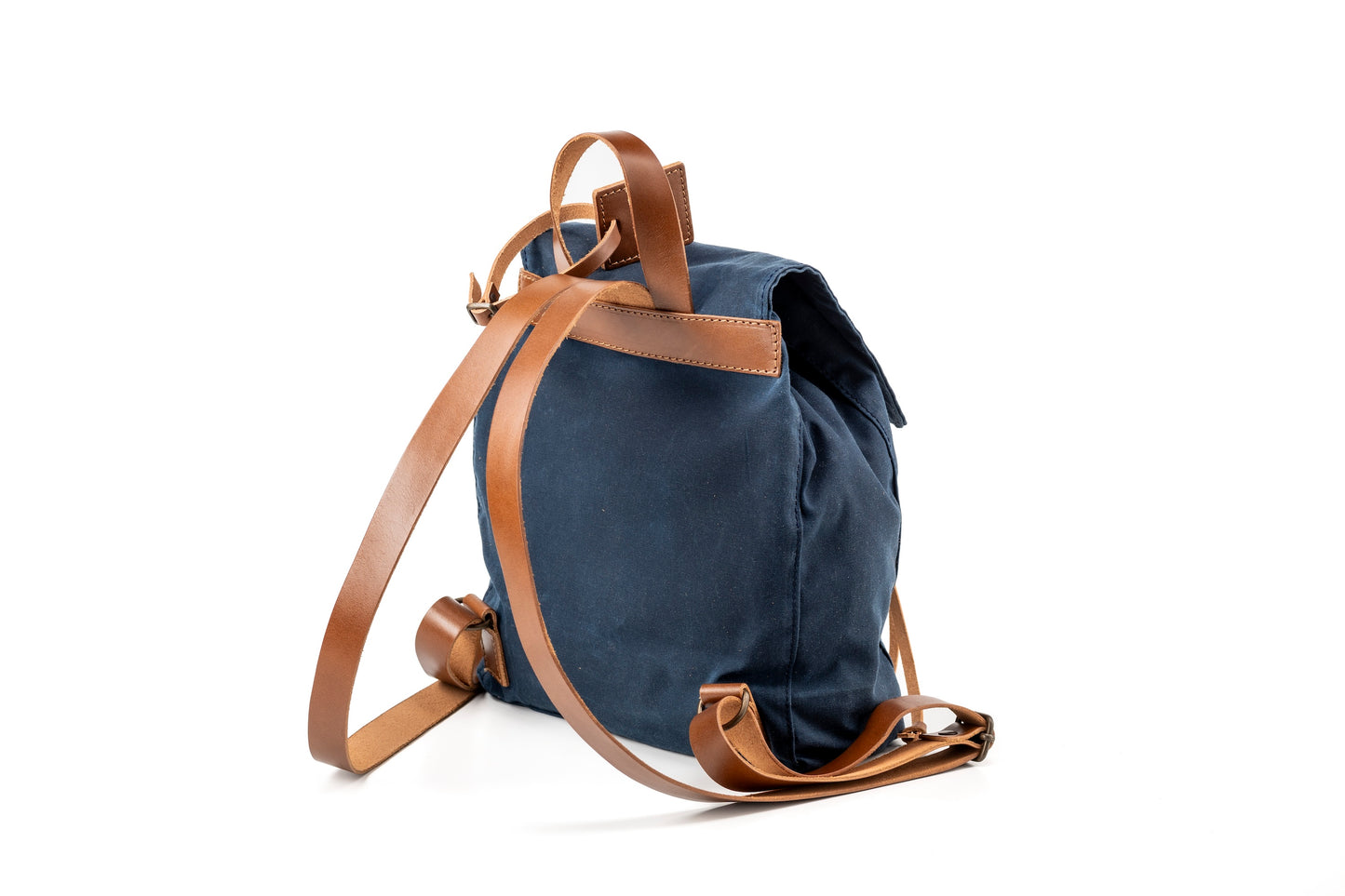 Zaino in pelle con cotone cerato Made In Usa Blu