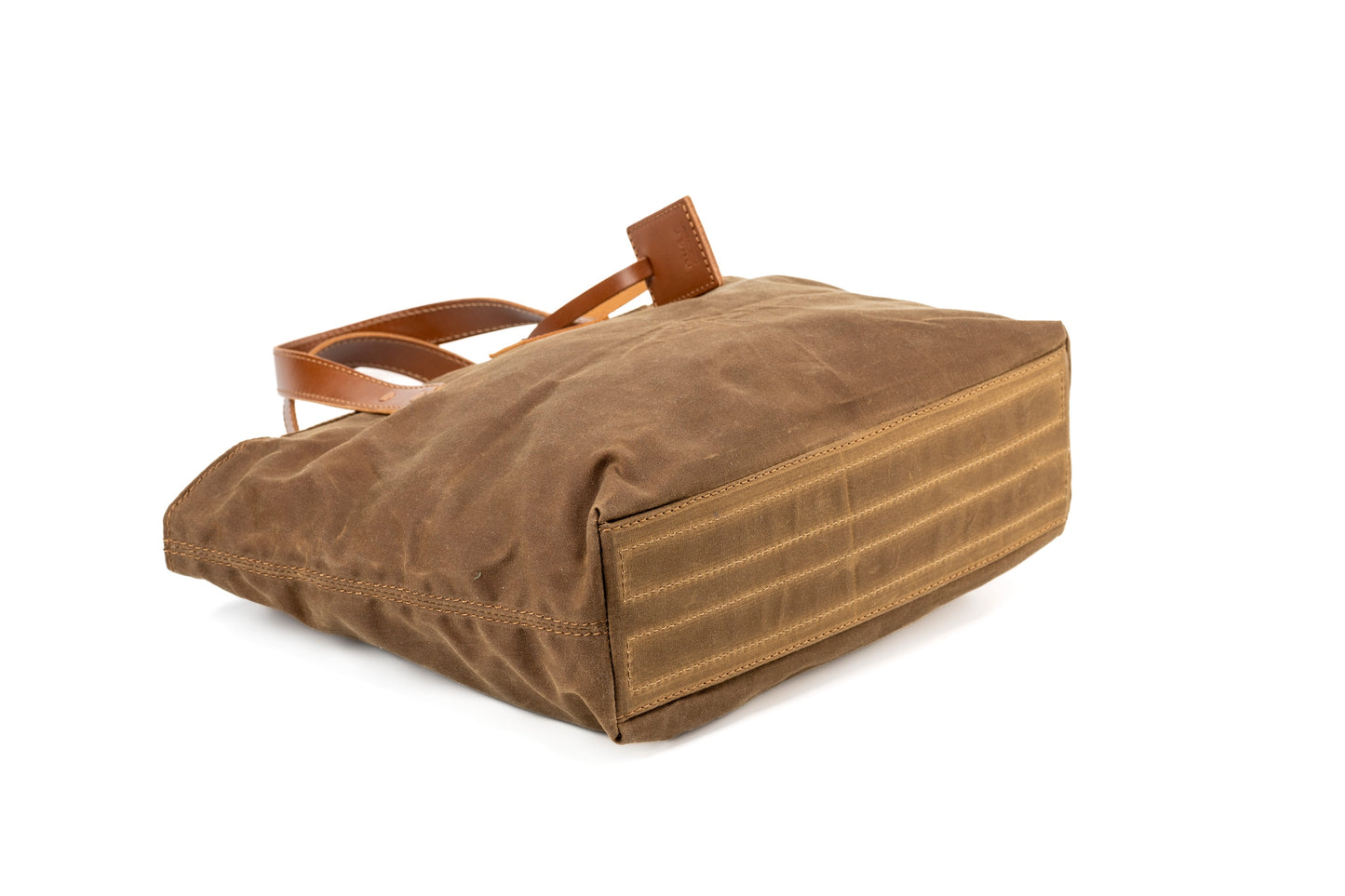 Borsa in pelle in cotone cerato realizzata negli Stati Uniti, marrone