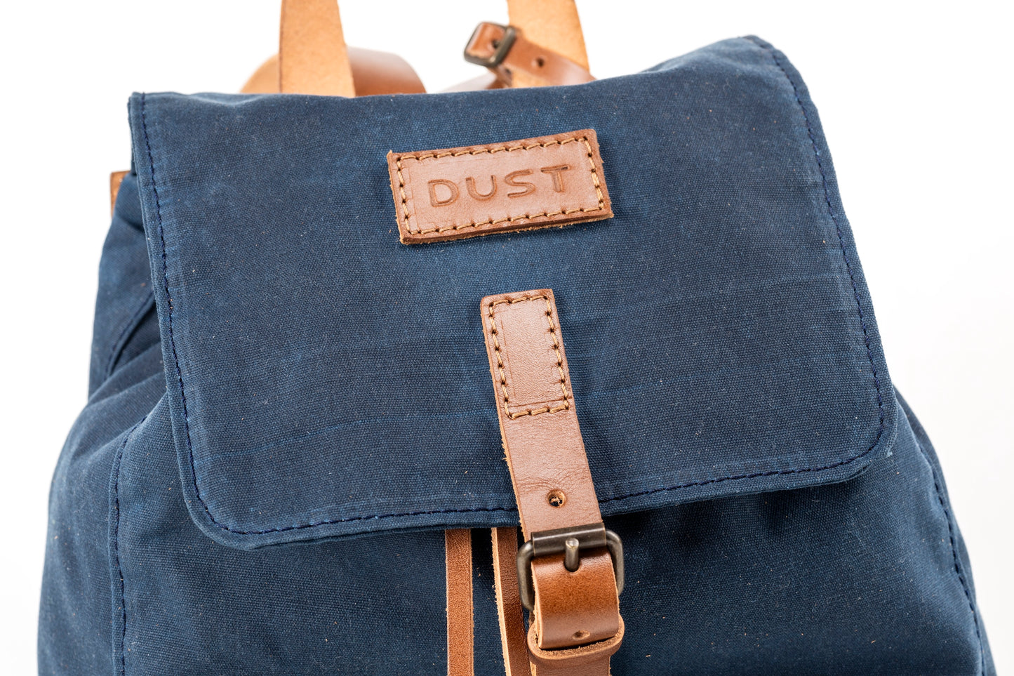 Zaino in pelle con cotone cerato Made In Usa Blu