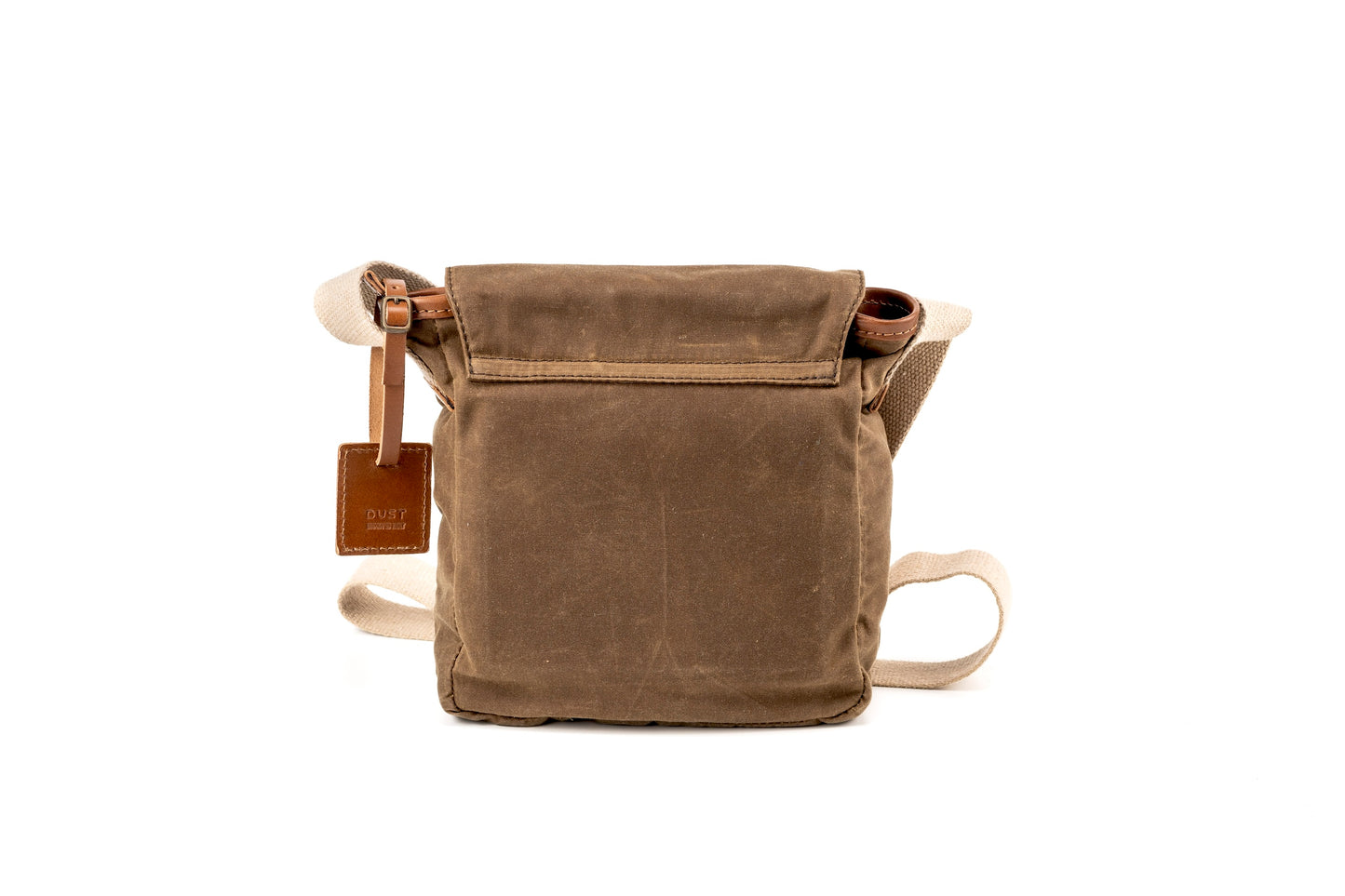 Borsa a tracolla in pelle in cotone cerato realizzata negli Stati Uniti, marrone