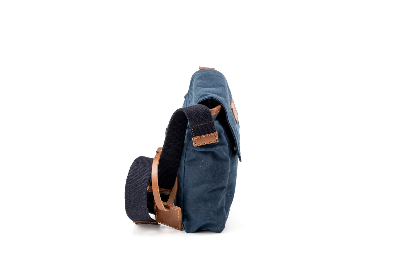 Borsa a tracolla in pelle in cotone cerato realizzata negli Stati Uniti blu