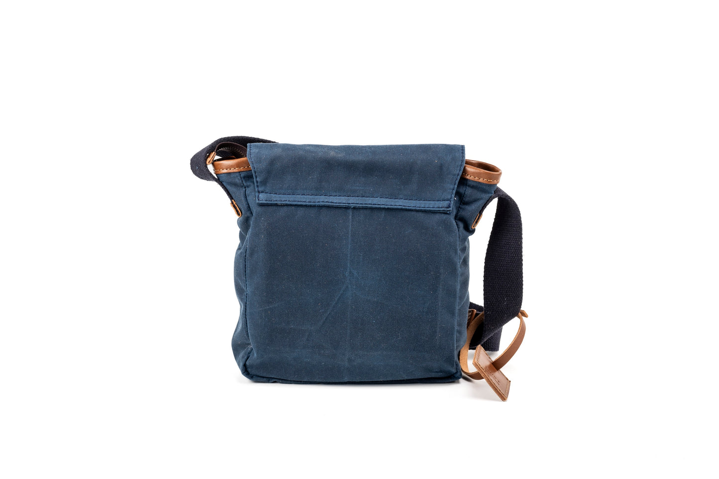 Borsa a tracolla in pelle in cotone cerato realizzata negli Stati Uniti blu