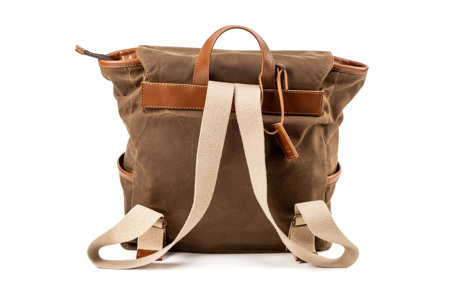 Zaino in pelle in cotone cerato Made In Usa Marrone