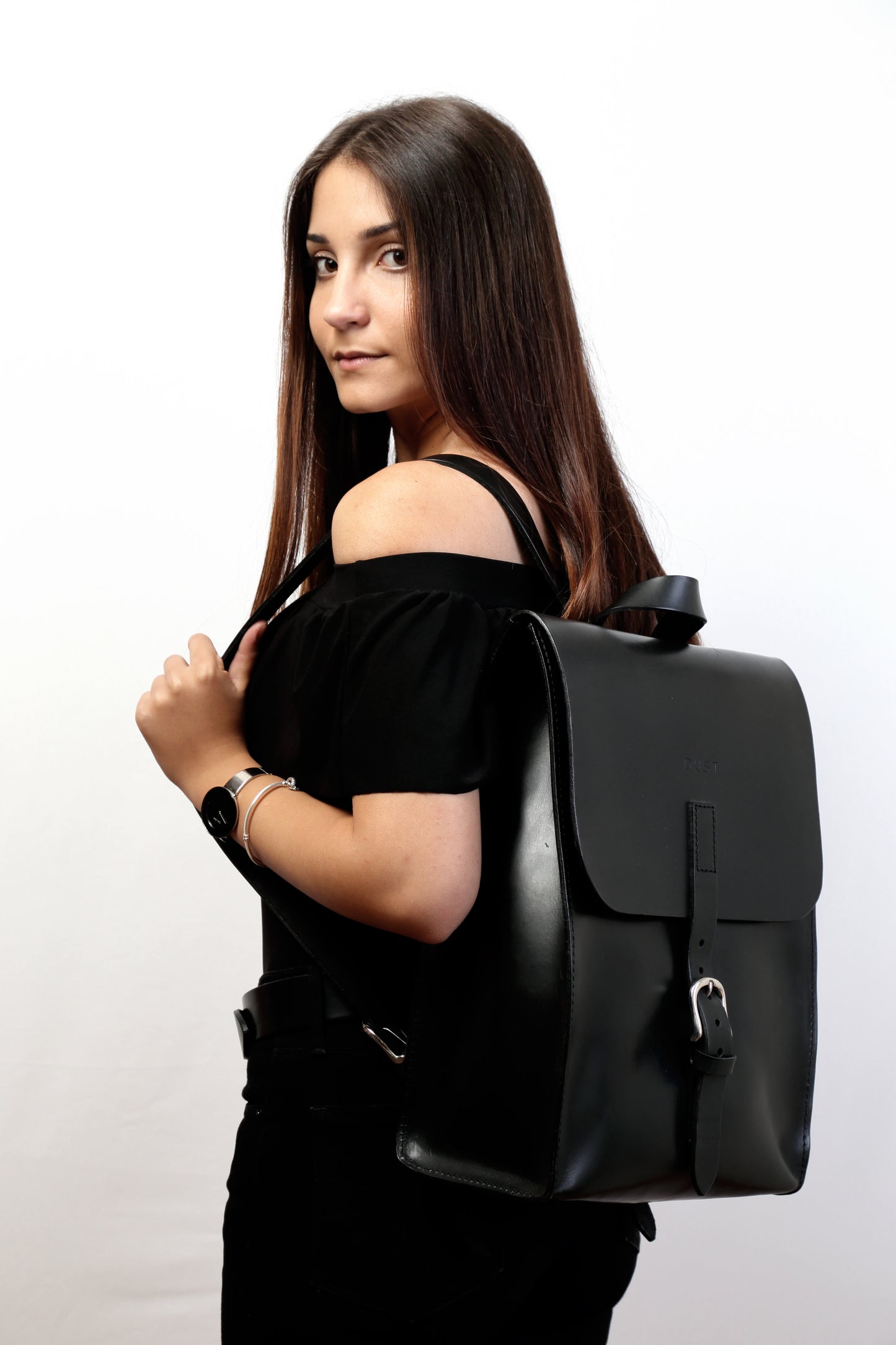 Zaino in Pelle Cuoio Nero Mod 120