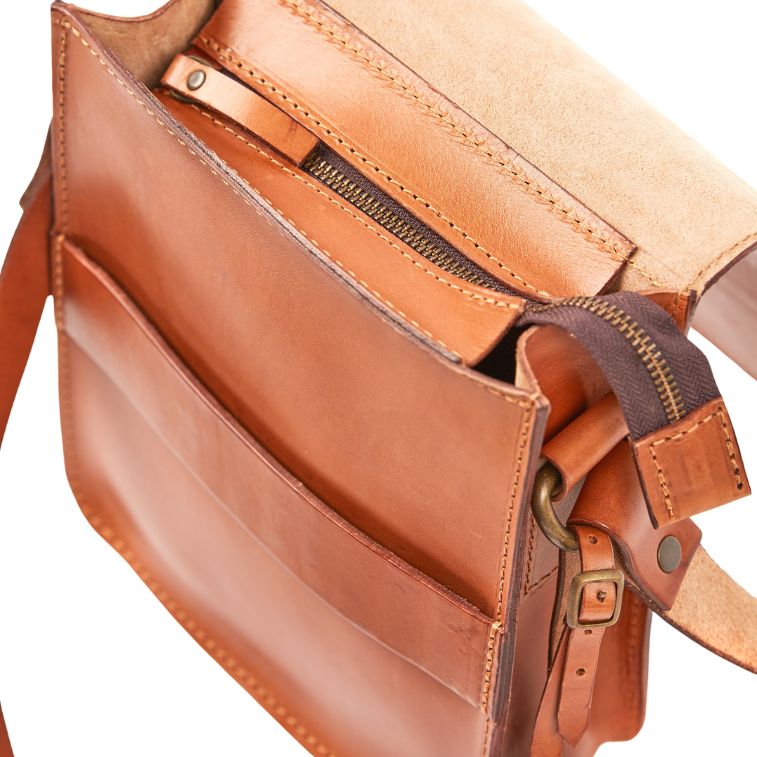 Messenger in pelle color cuoio marrone Mod 114