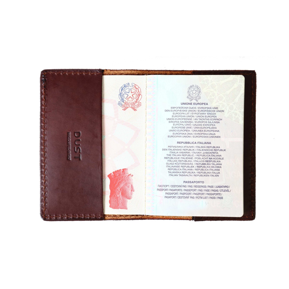 Monogram leather passport holder ash – Totême