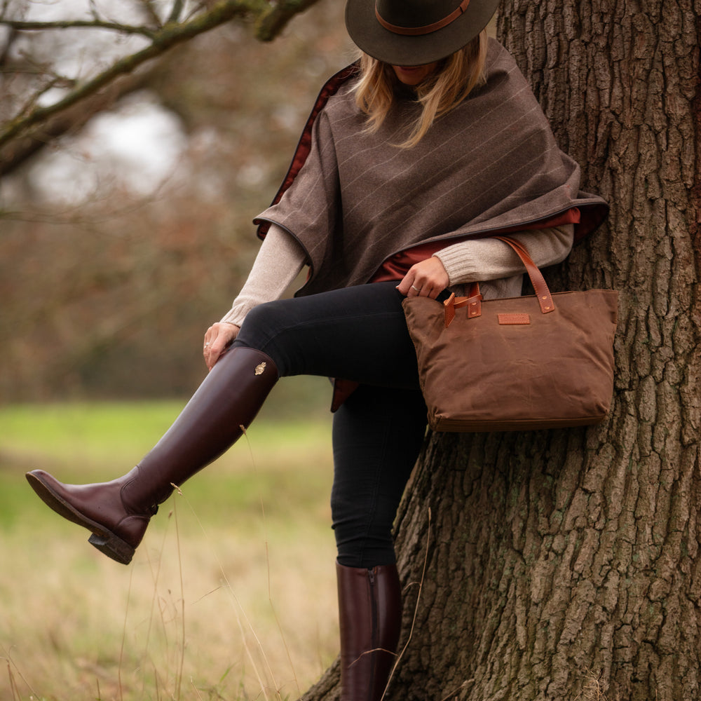 
                      
                        Leather Tote In Waxed Cotton Made in USA Brown
                      
                    