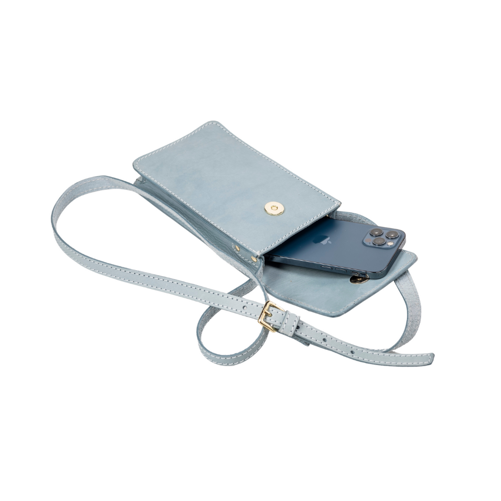 
                      
                        Leather Phone Holder Light Blue Silicon Valley Collection
                      
                    