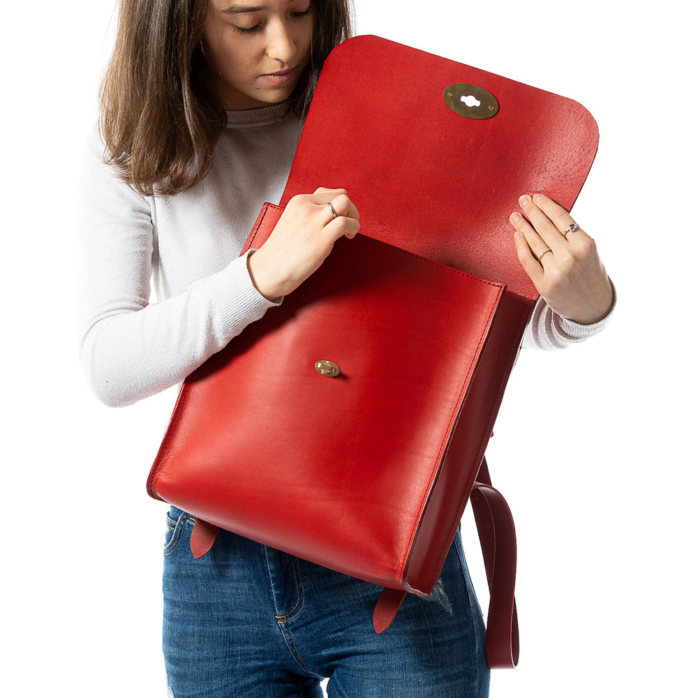 
                      
                        Leather Backpack in Cuoio Red Artist Collection
                      
                    