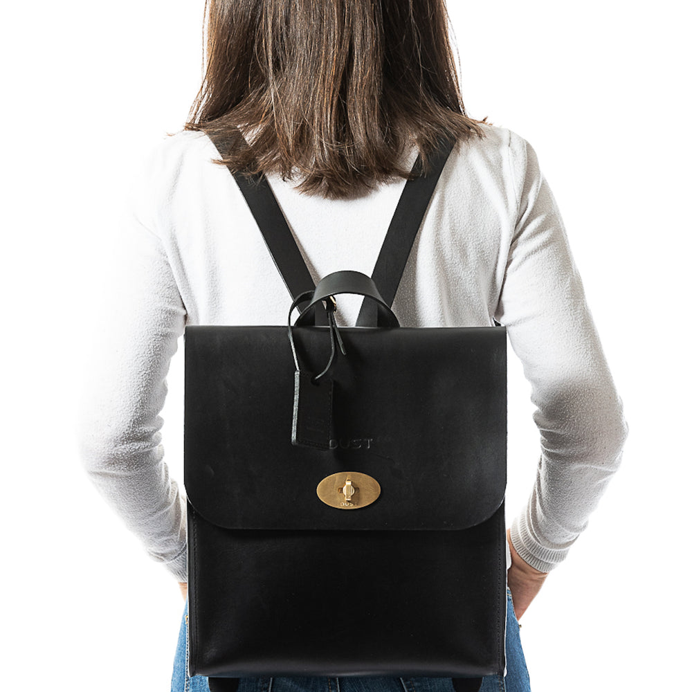 
                      
                        Leather Backpack in Cuoio Black Artist Collection
                      
                    