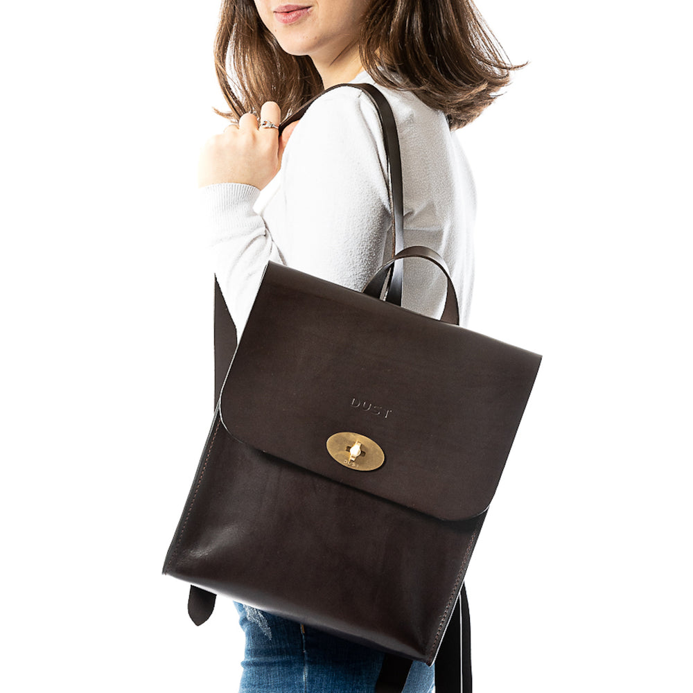 
                      
                        Leather Backpack in Cuoio Dark Brown Artist Collection
                      
                    