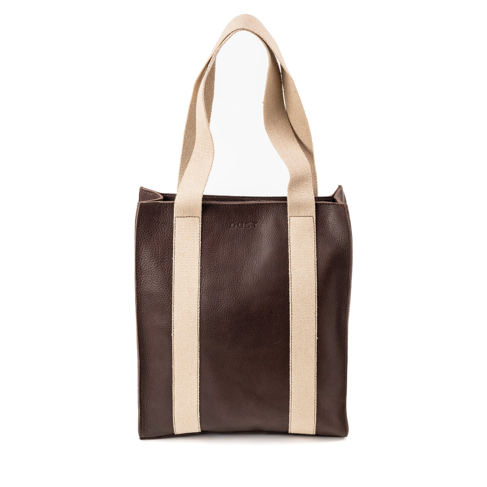 Leather Tote Coffee Manhattan Collection