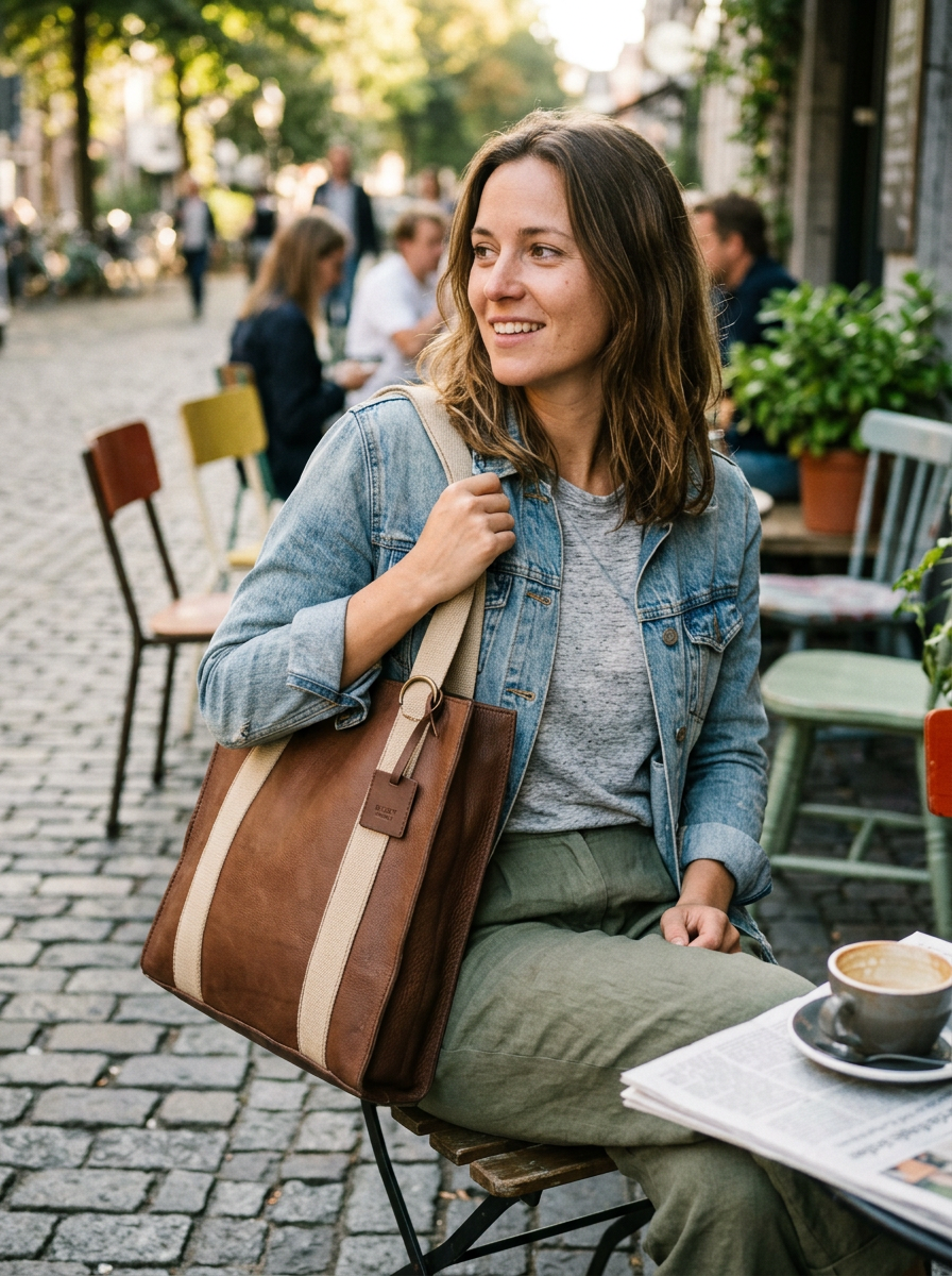 Borsa in pelle Collezione Manhattan Tobacco