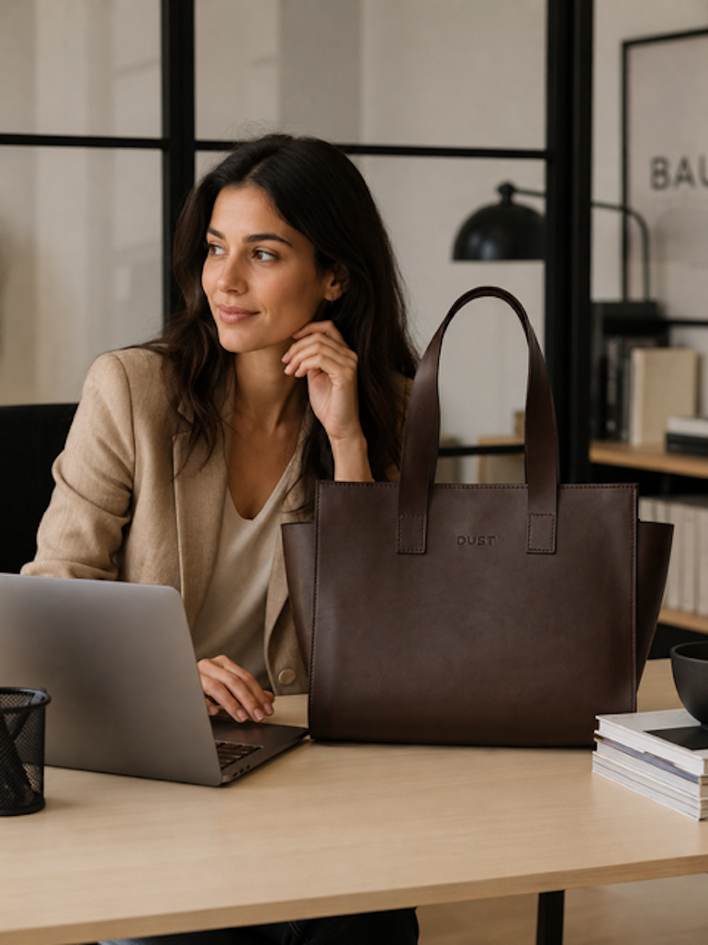 Leather Tote Dark Brown Aspen Collection