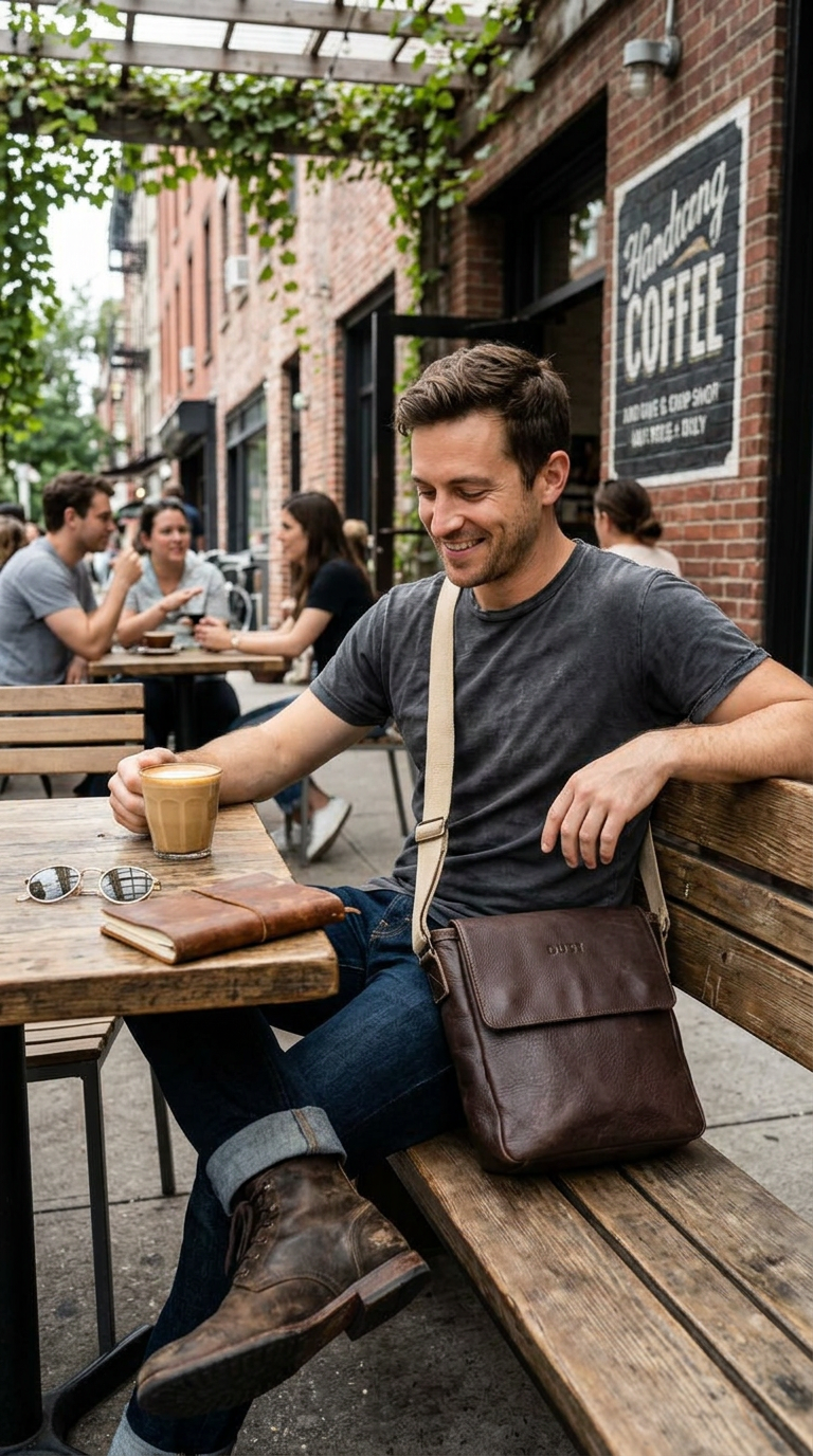 Leather Messenger Coffee Park Avenue Collection