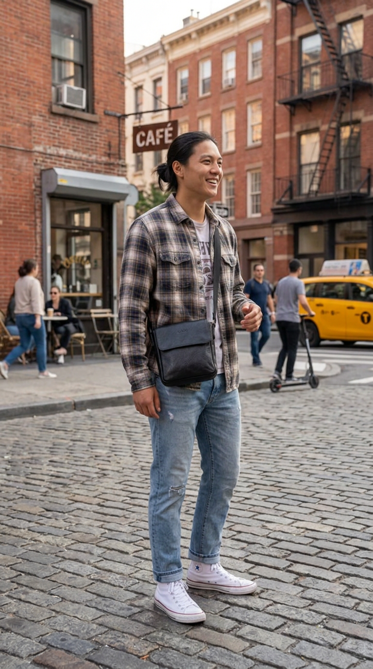 Leather Messenger Black Park Avenue Collection