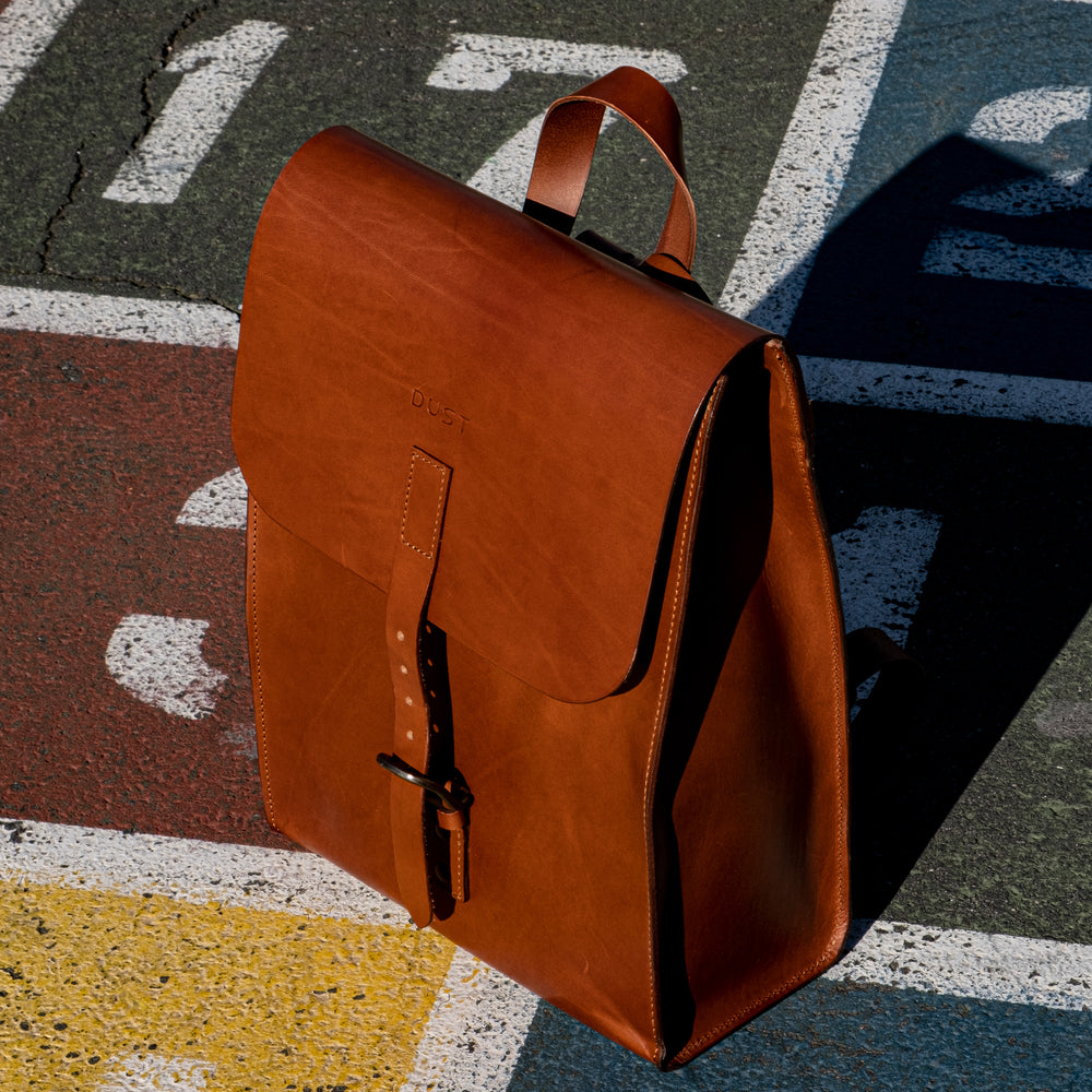 
                      
                        Leather Backpack in Cuoio Brown Mod 120
                      
                    