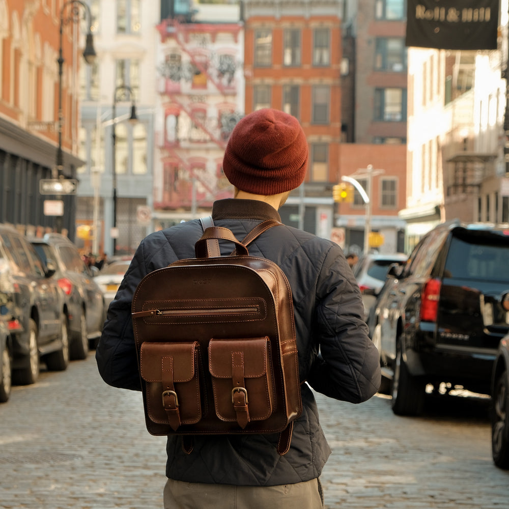 Leather Backpack Cuoio Dark Brown Mod 136