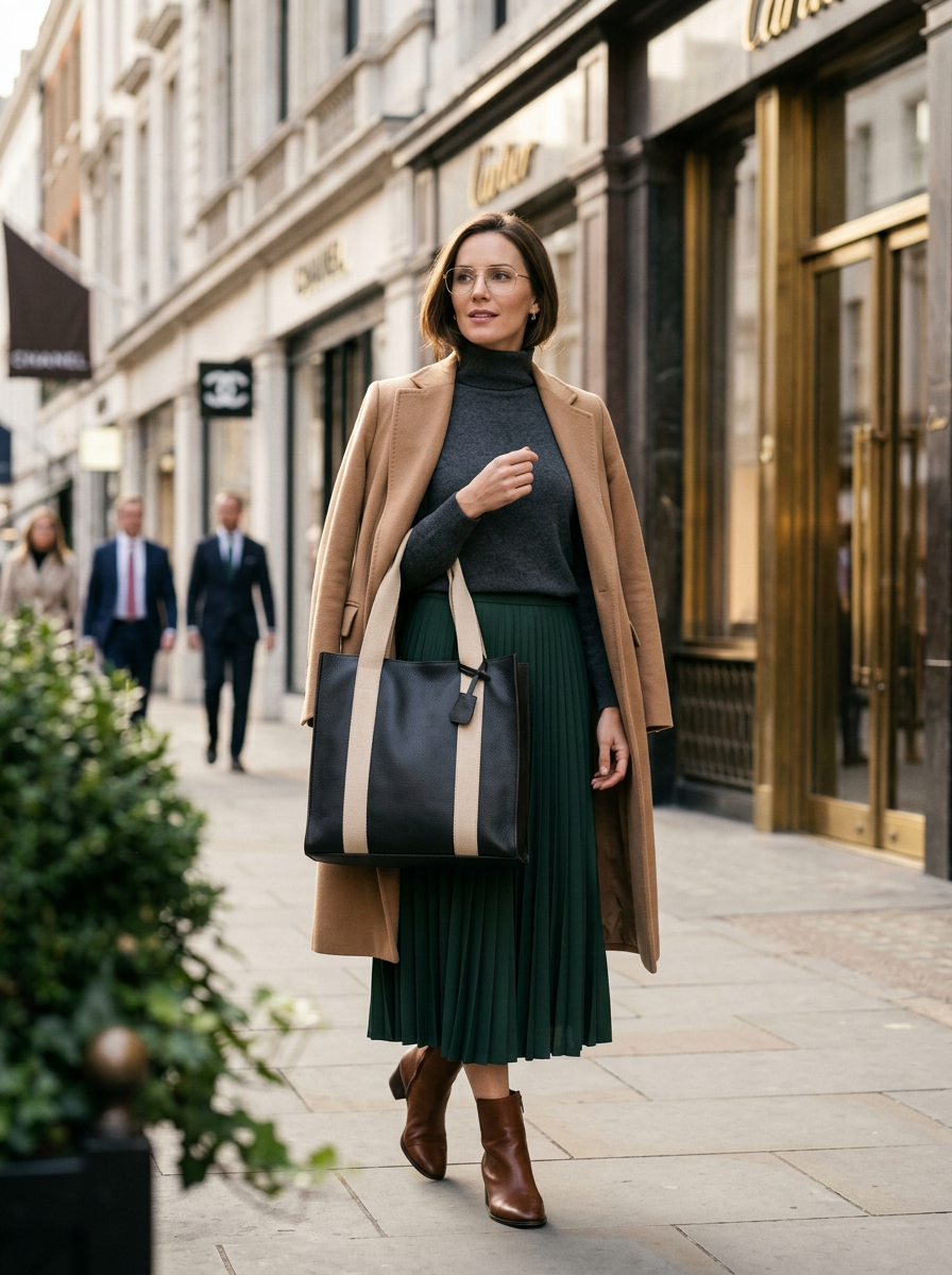 Leather Tote Coffee Manhattan Collection