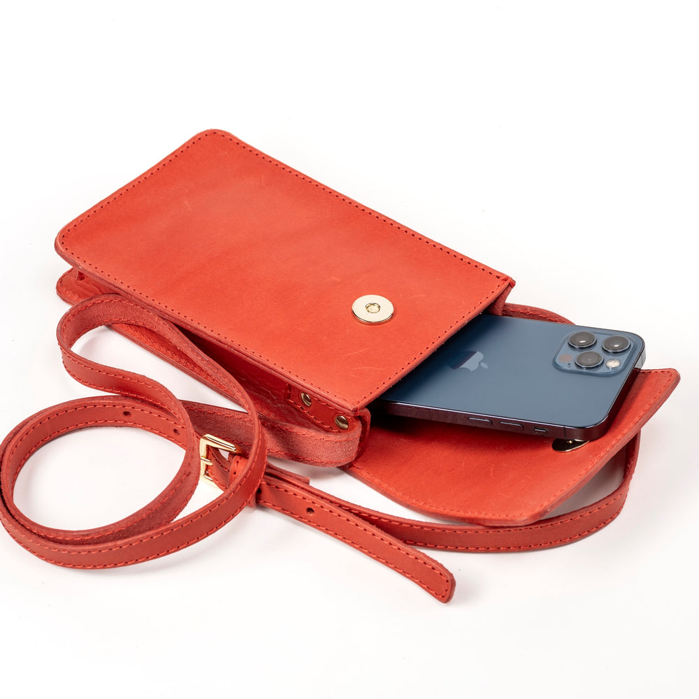 Leather Phone Holder Red Silicon Valley Collection