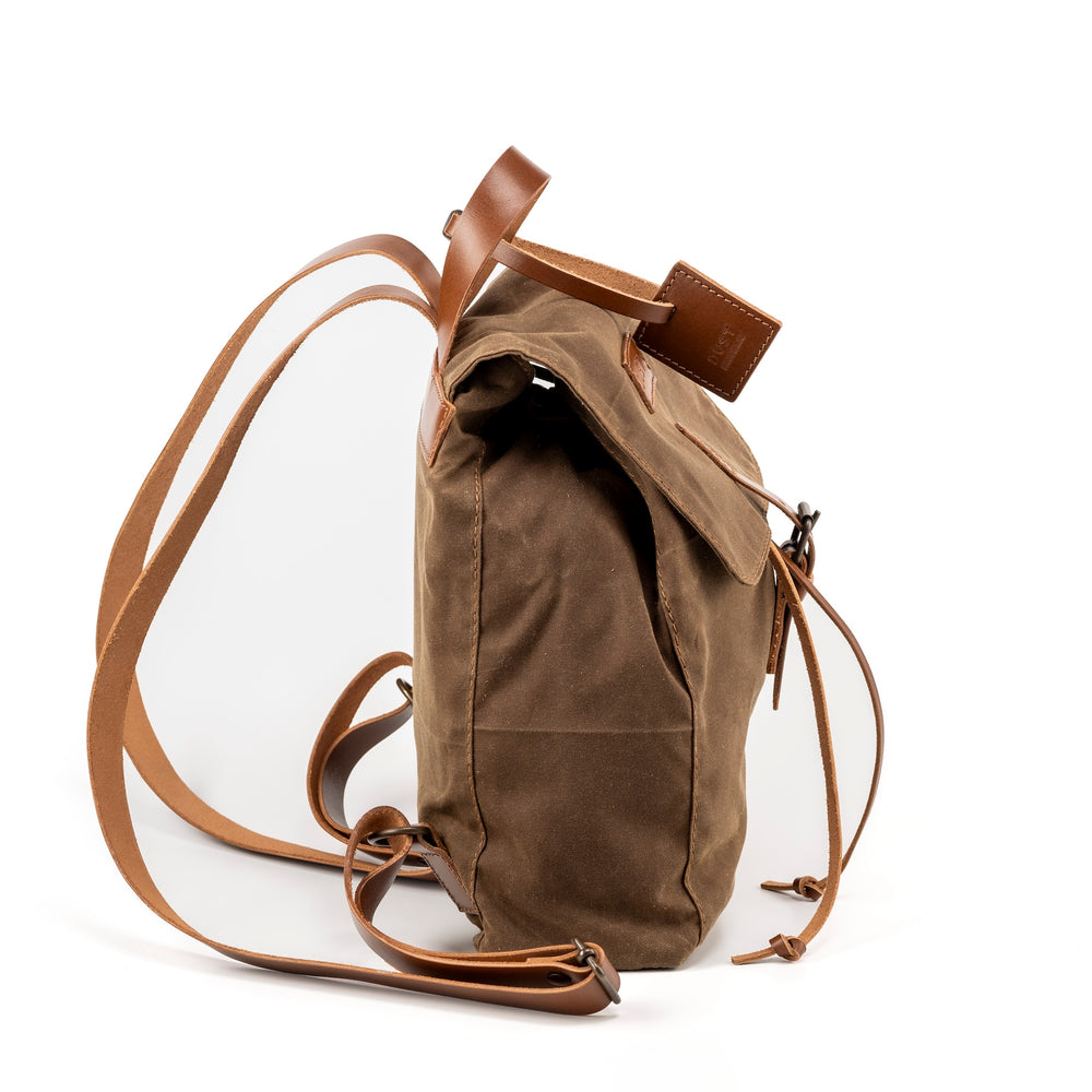 
                      
                        Leather Backpack With Waxed Cotton Made in USA Brown
                      
                    