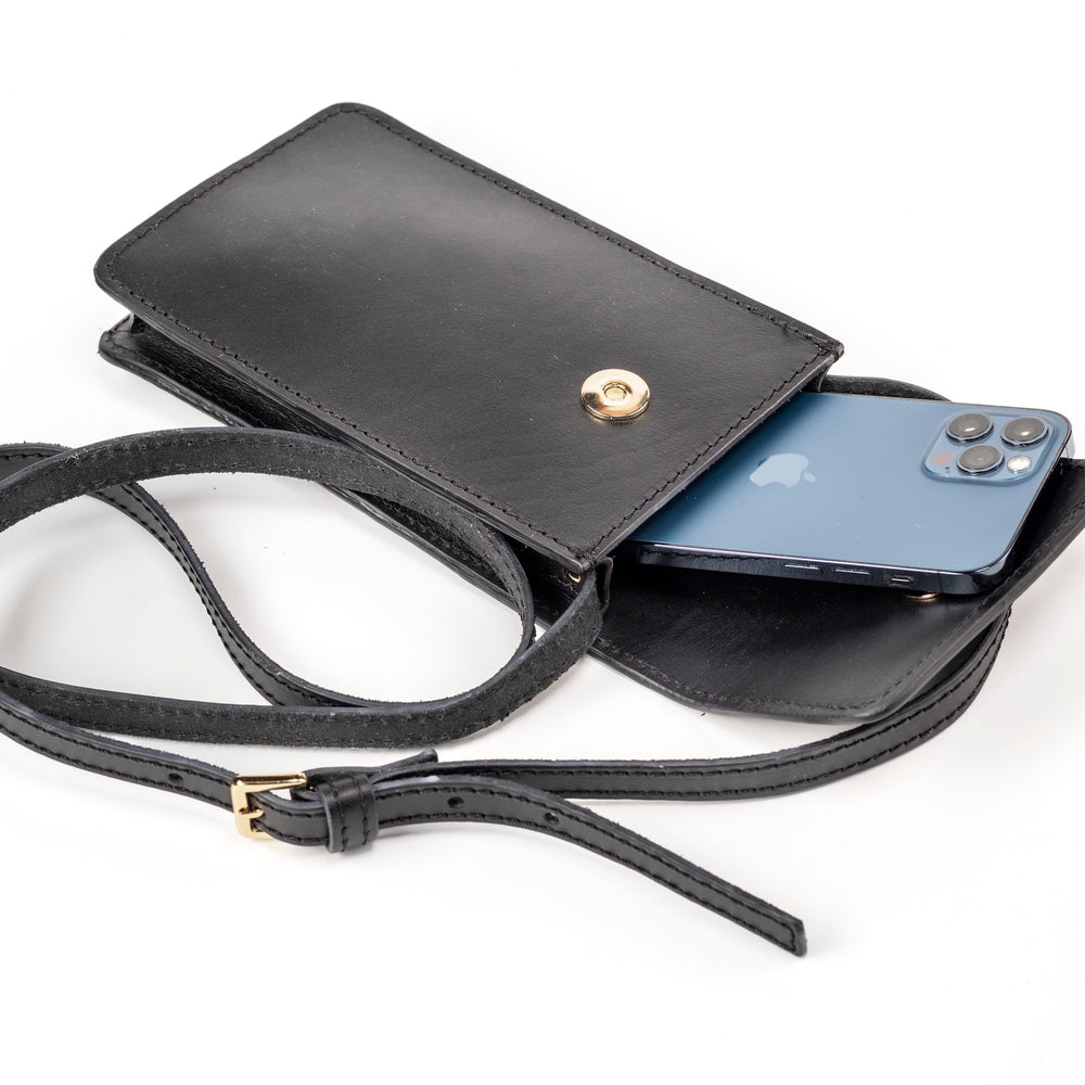 Leather Phone Holder Black Silicon Valley Collection