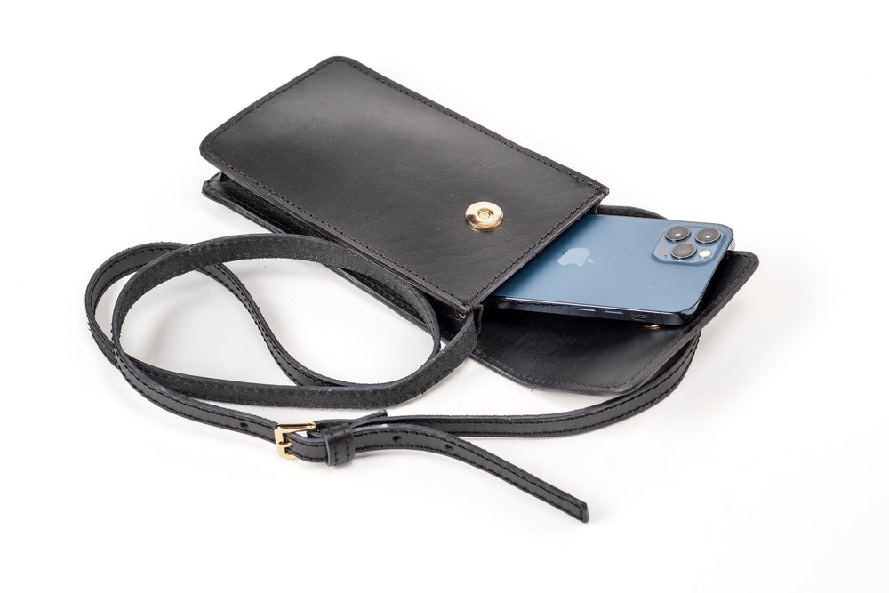 Leather Phone Holder Black Silicon Valley Collection