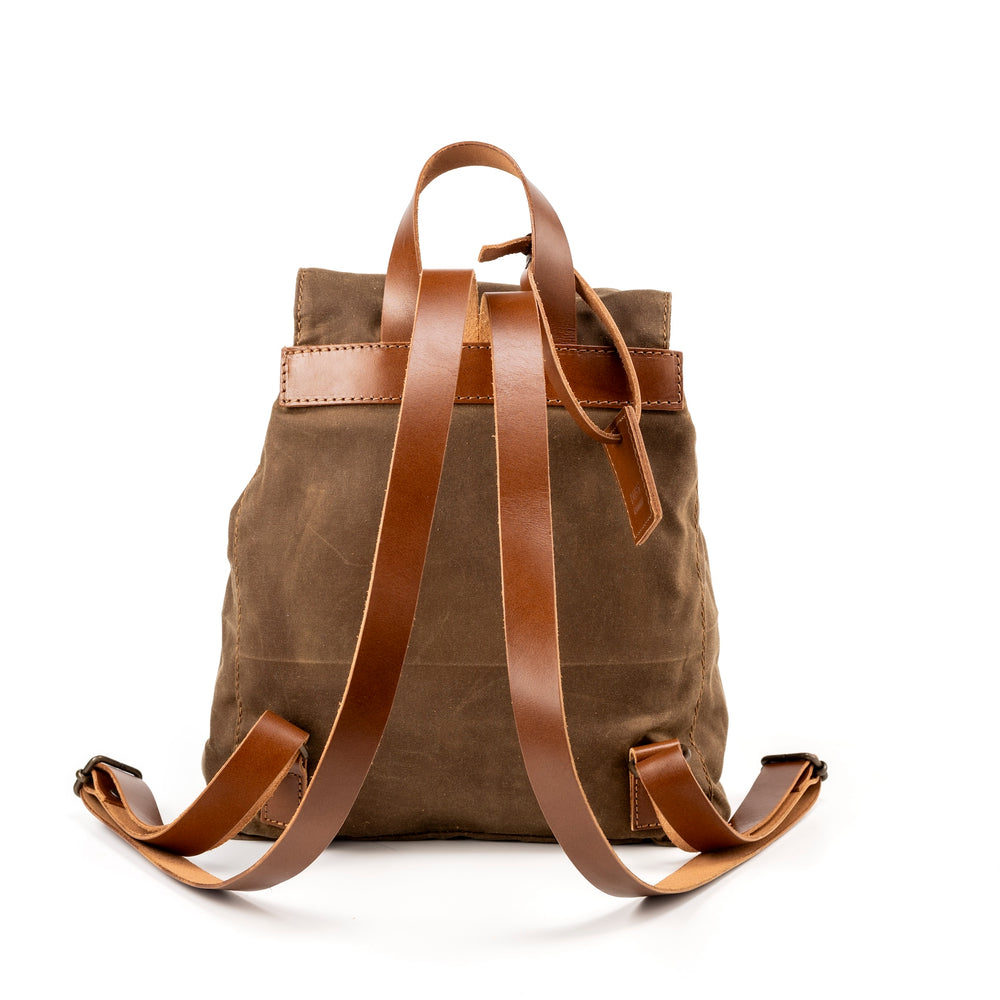 
                      
                        Leather Backpack With Waxed Cotton Made in USA Brown
                      
                    