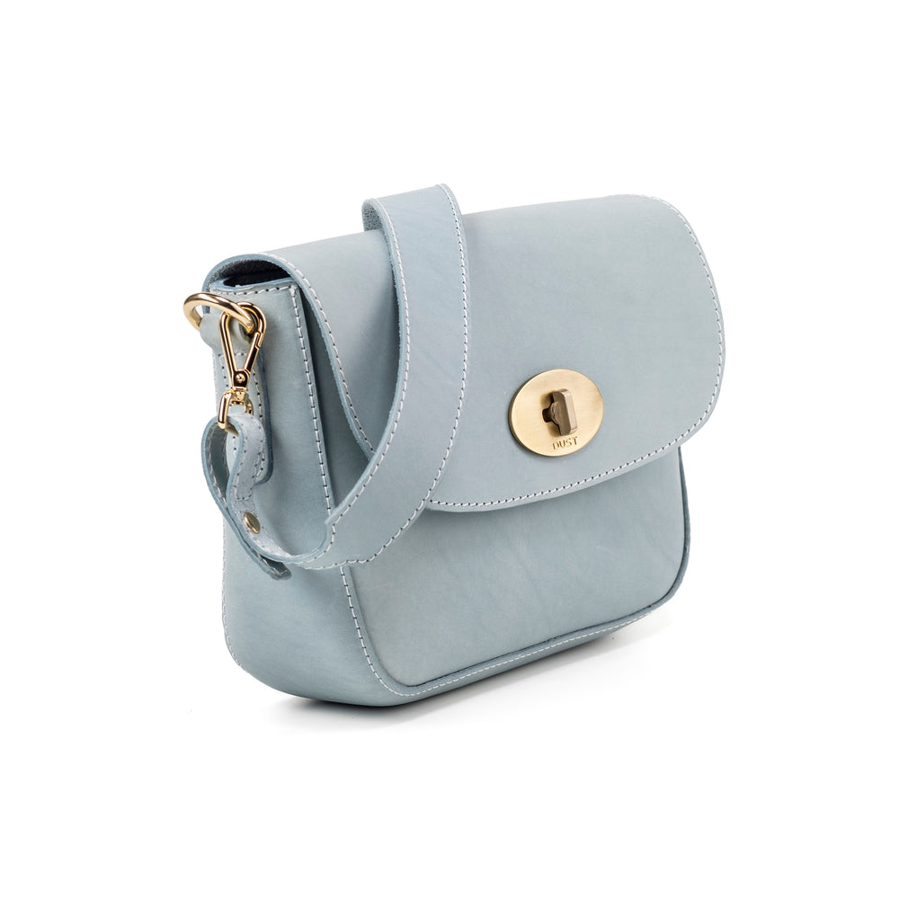 Leather Crossbody Light Blue Broadway Collection