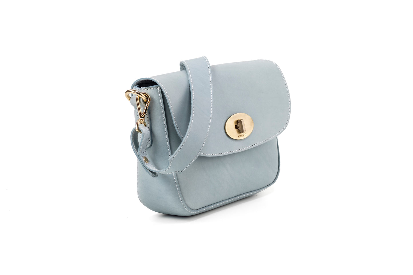 Leather Crossbody Light Blue Broadway Collection